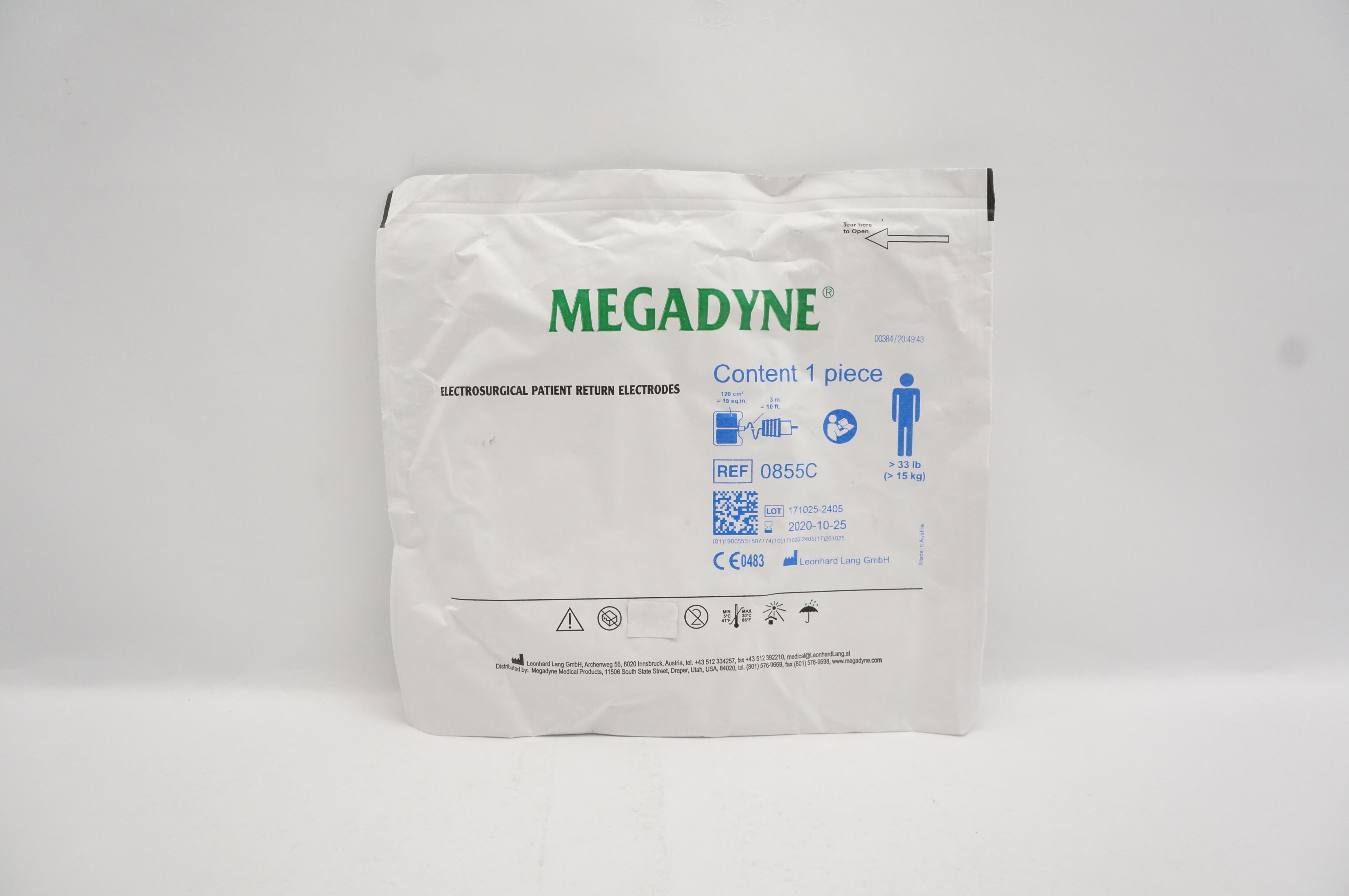 Megadyne 0855С Electrosurgical Patient Return Electrodes >33lb (x)