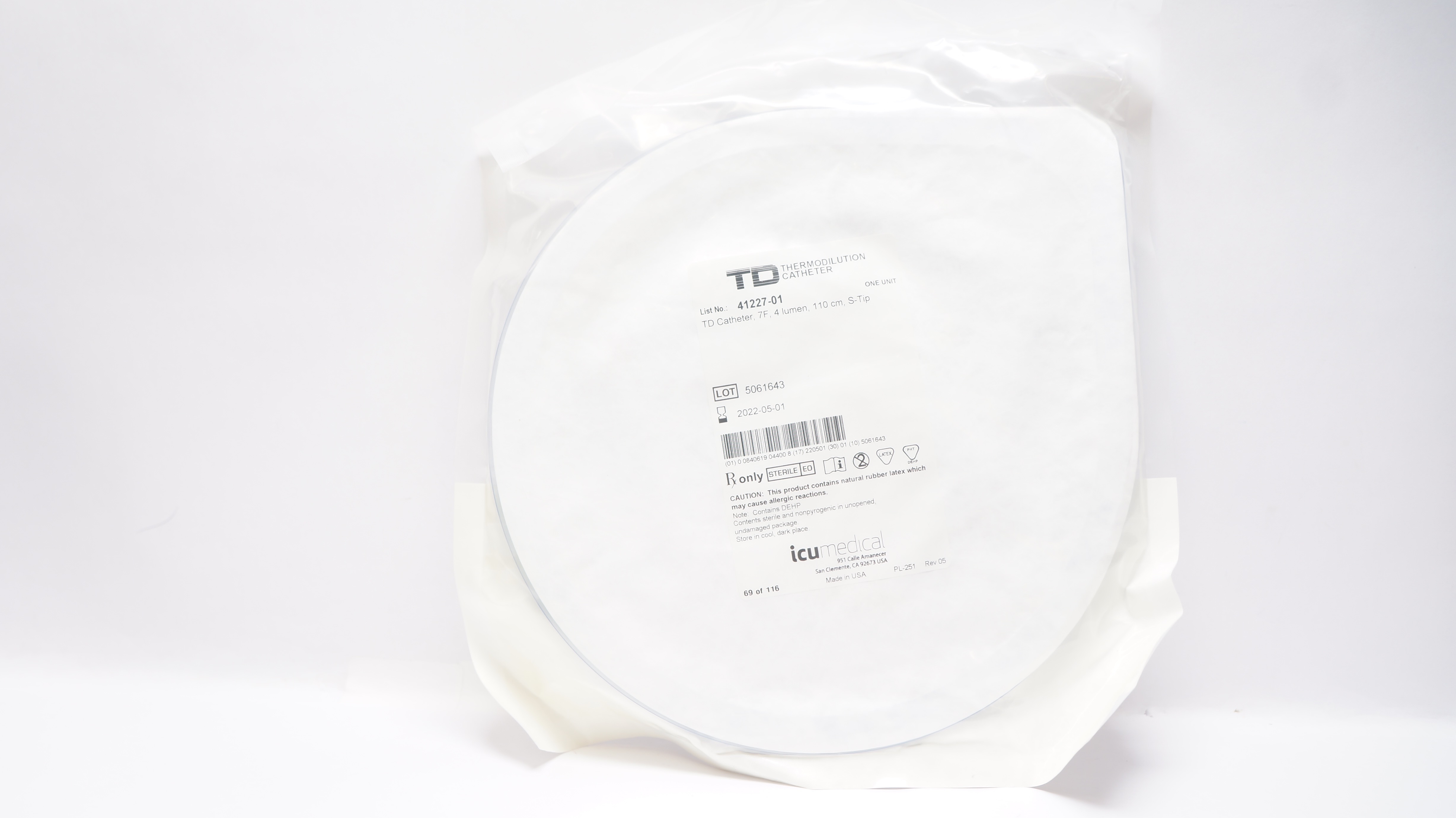 ICU Medical 41227-01 TD Thermodilution Cath., 4 Lumen 7F x 110cm S-Tip (x)