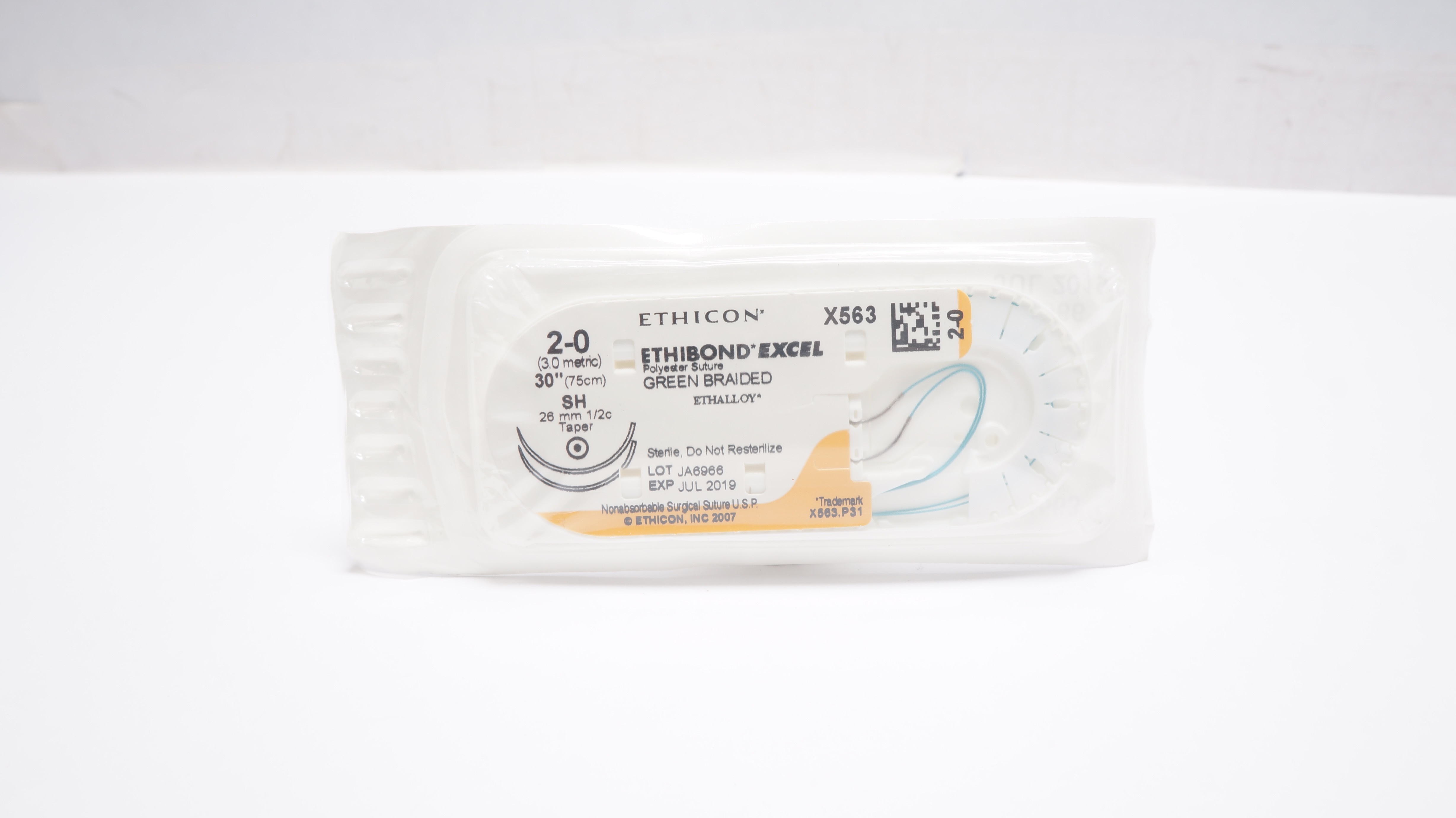 Ethicon X563 2-0 ETHIBOND EXCEL Polyester Stre SH 1/2c 26mm Taper 30inch (x)