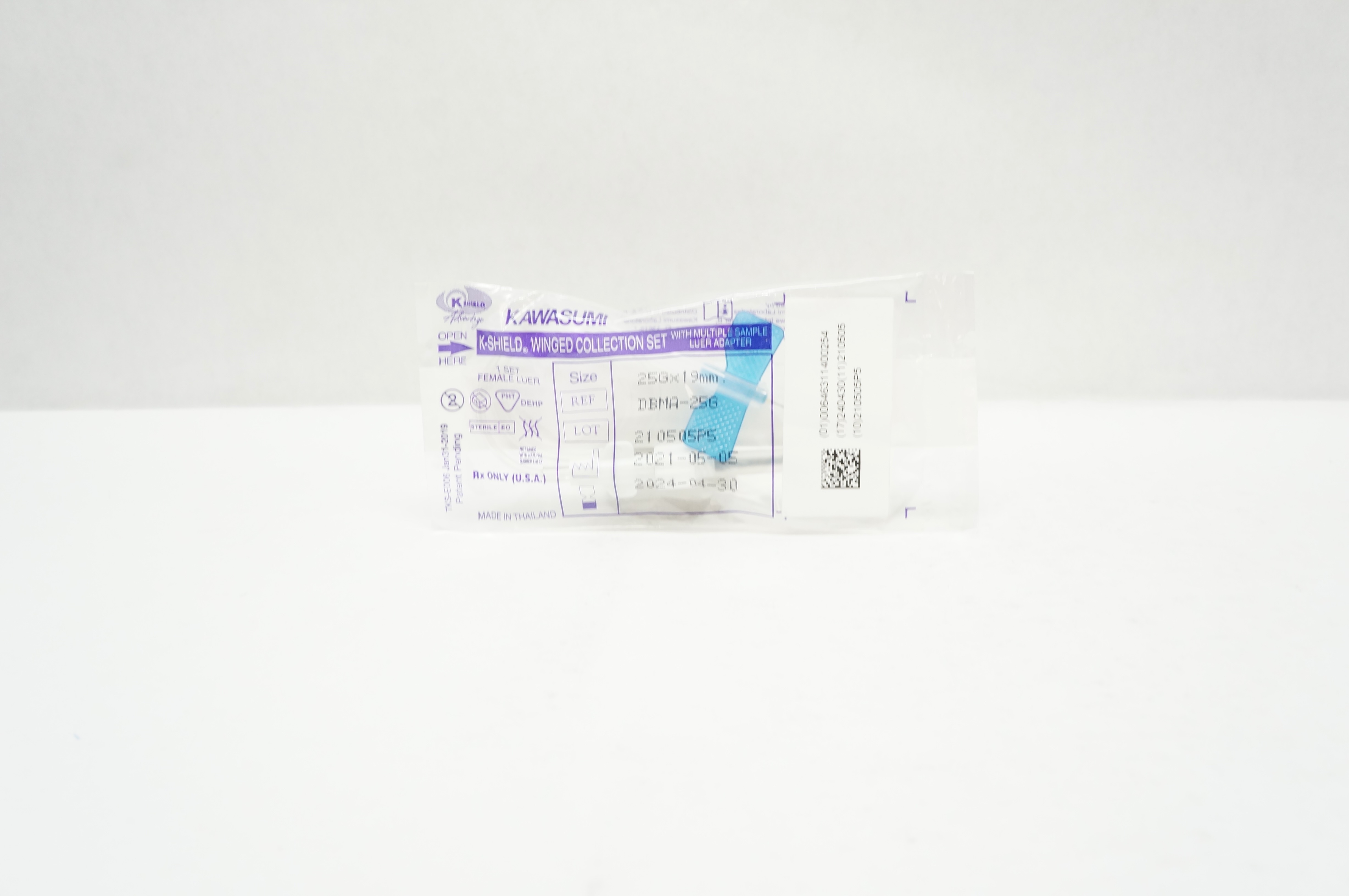 Kawasumi DBMA-25G K-Shield Winged Collection Set, 25G x 19mm