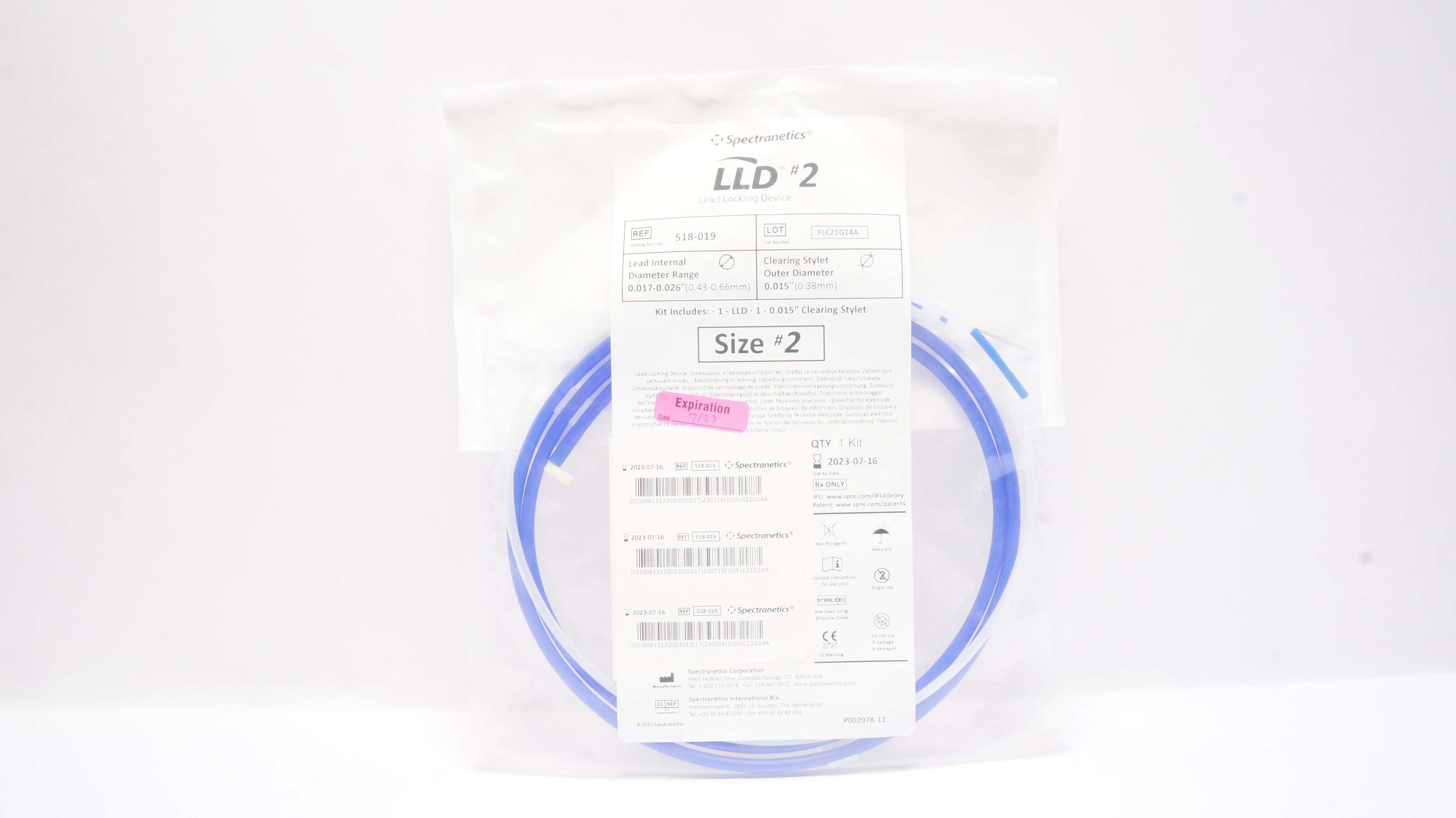Spectranetics 518-019 Lead Locking Device #2, Clearing Stylet 0.015 inch (x)