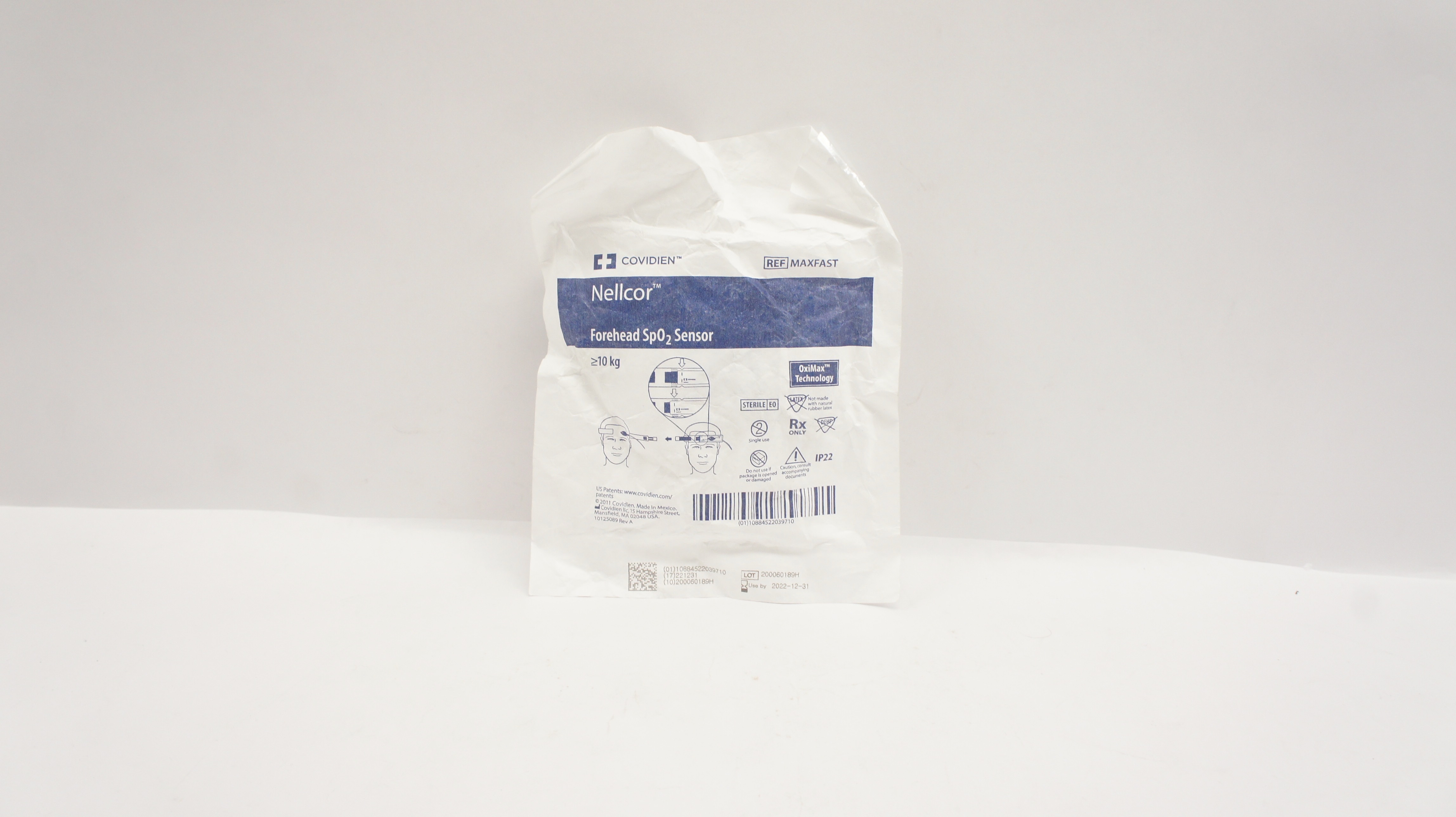 Covidien MAXFAST Nellcor Forehead SP02 Sensor OxiMax Technology ≥ 10 kg (x)