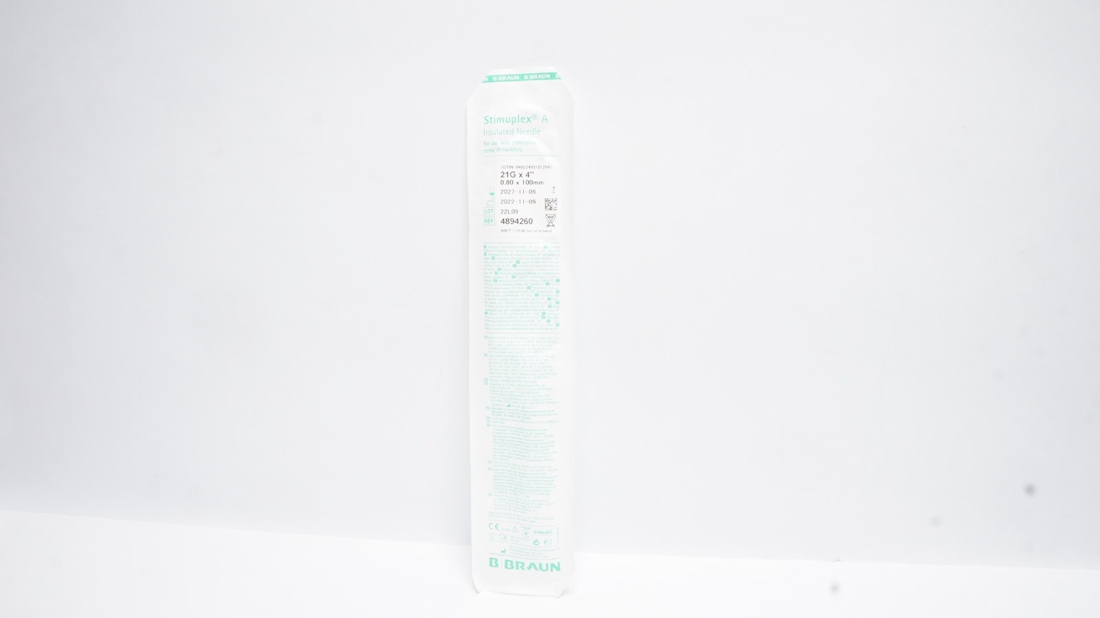 B. Braun 4894260 Stimuplex A Insulated Needle 21G x 4"