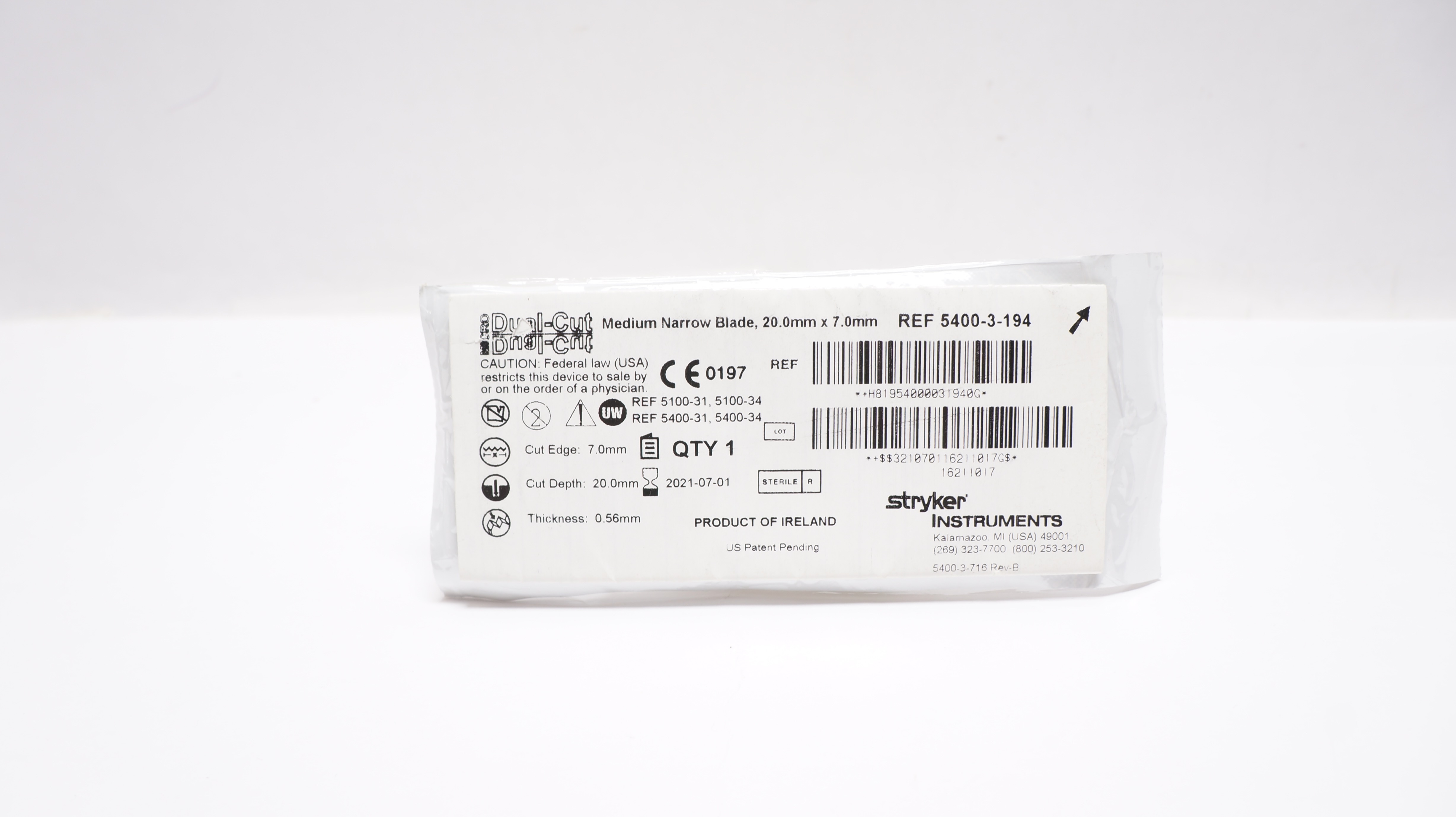 Stryker 5400-3-194 Dual Cut Medium Blade 20mm x 7mm (x)