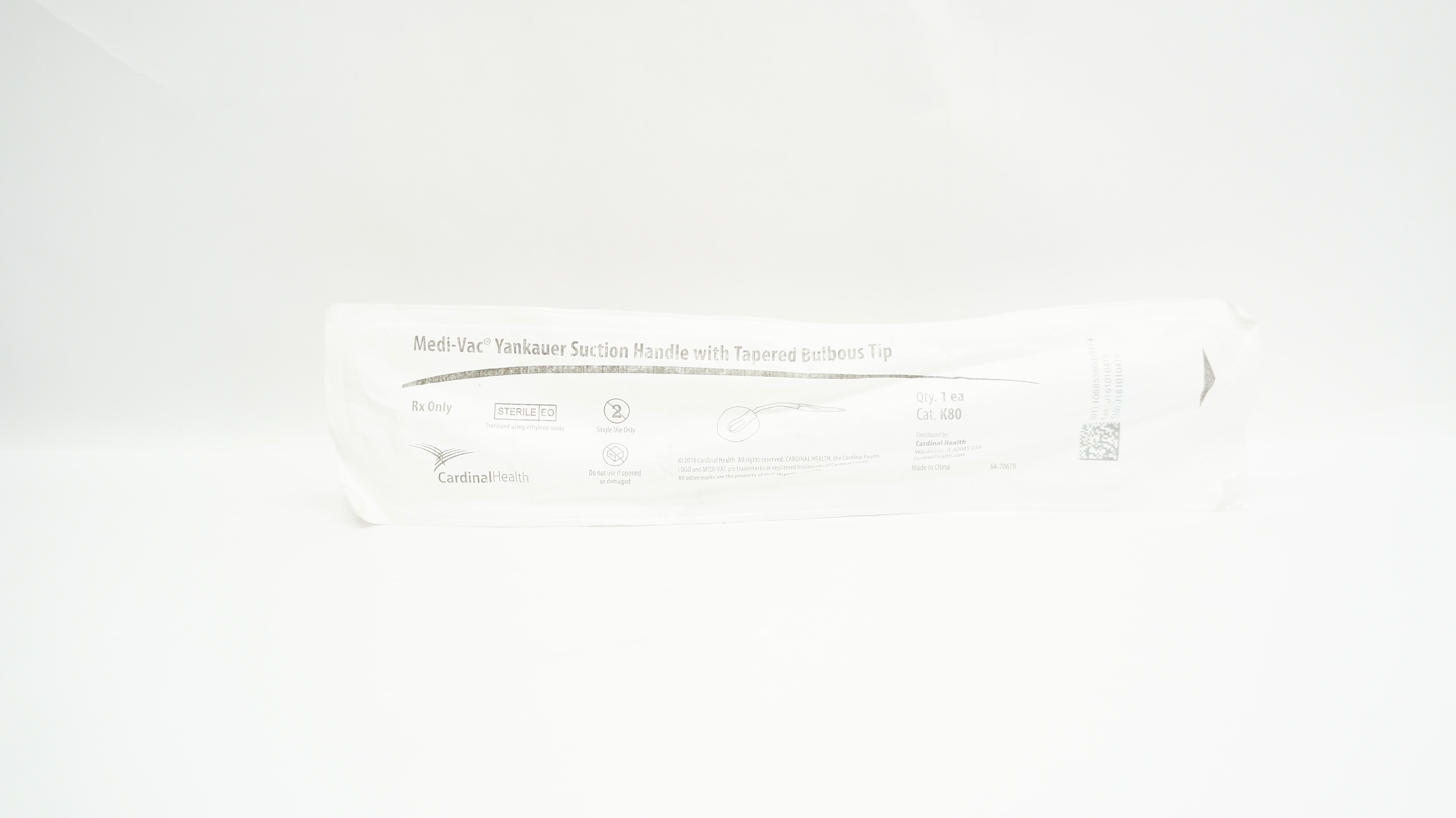 Cardinal Health K80 Yankauer Suction Handle With Tapered Bulbous Tip