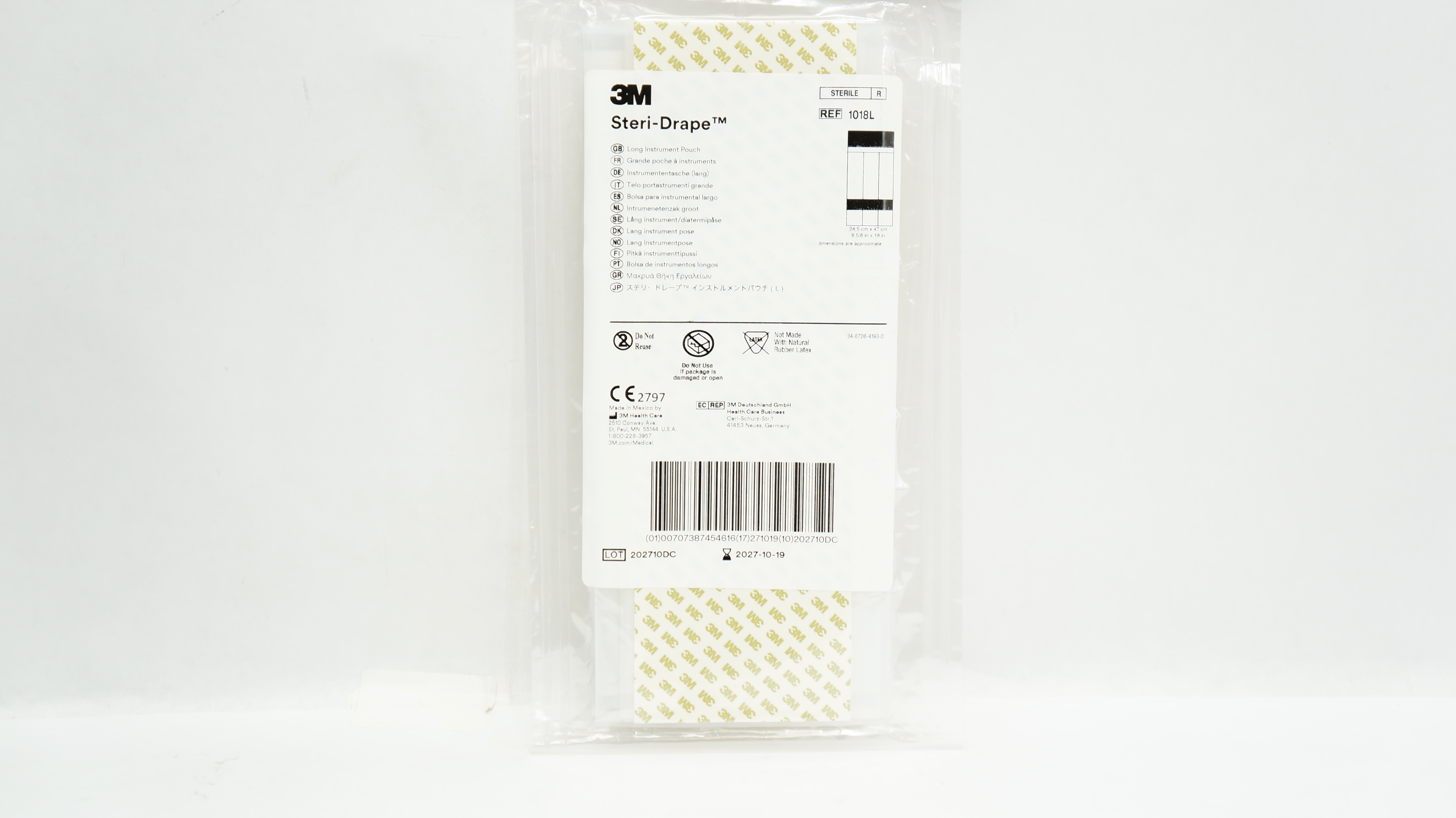 3M 1018L Steri-Drape Long Instrument Pouch 9-5/8 inch x 18 inch