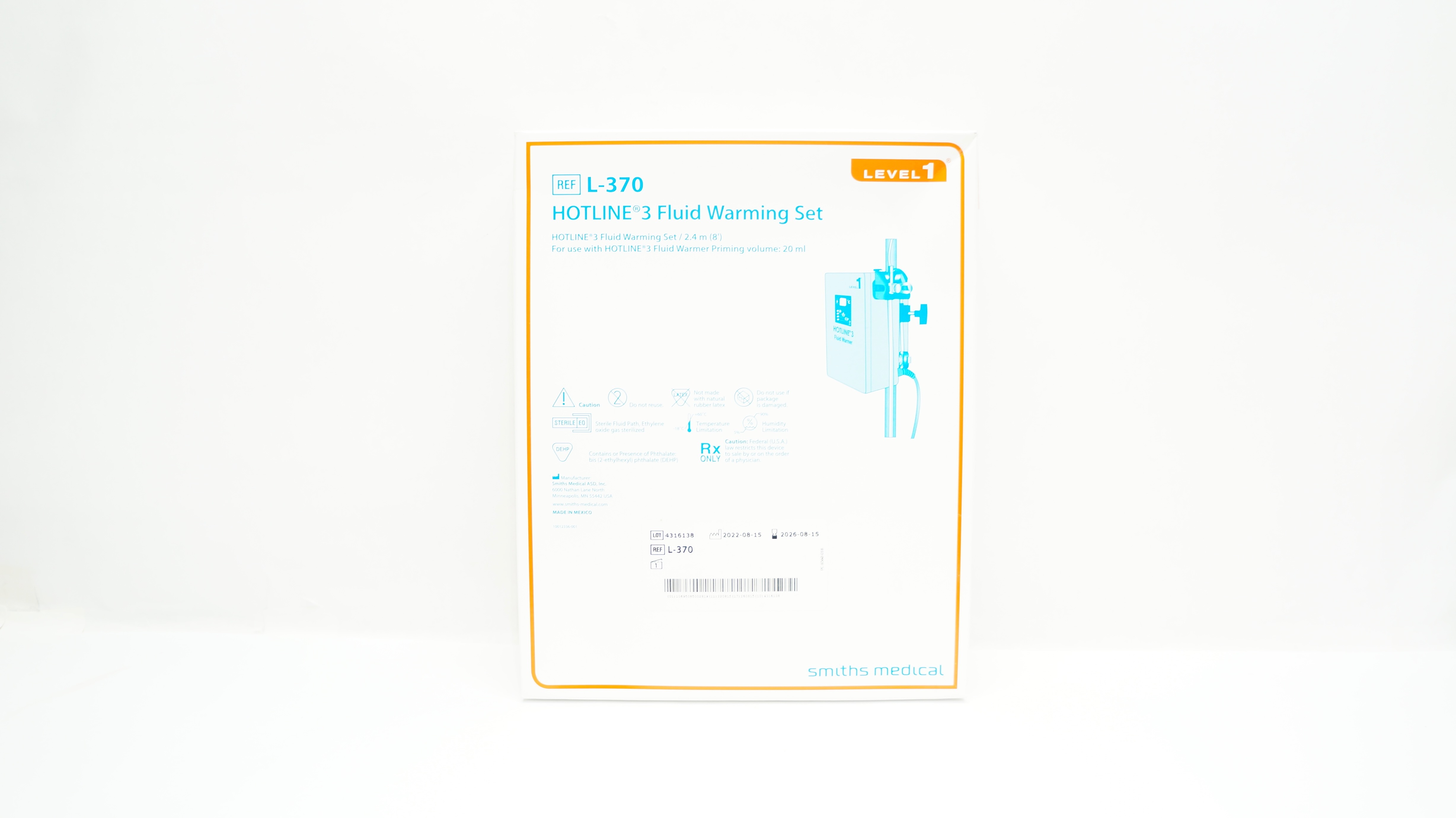 Smiths Medical L-370 Level 1 Hotline 3 Fluid Warming Set 8ft