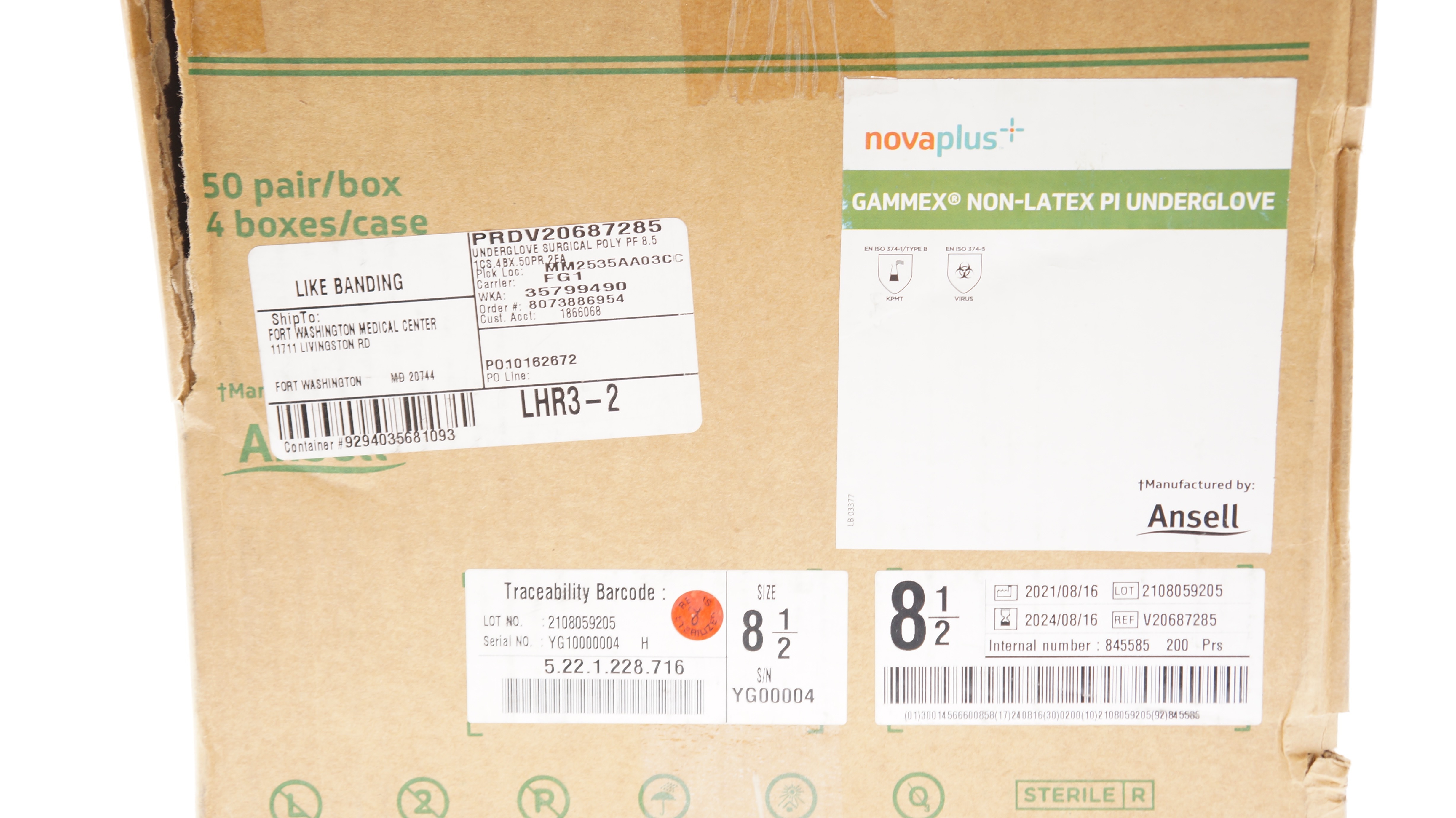 Ansell V20687285 Novaplus Gammex Surgical Gloves, Size 8-1/2 - Box of 200