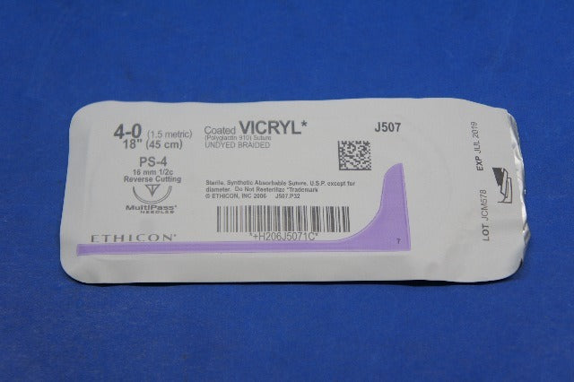 Ethicon J507 Vicryl, PS-4, 16mm 1/2c Reverse Cutting, 18 ~ Lot of 11