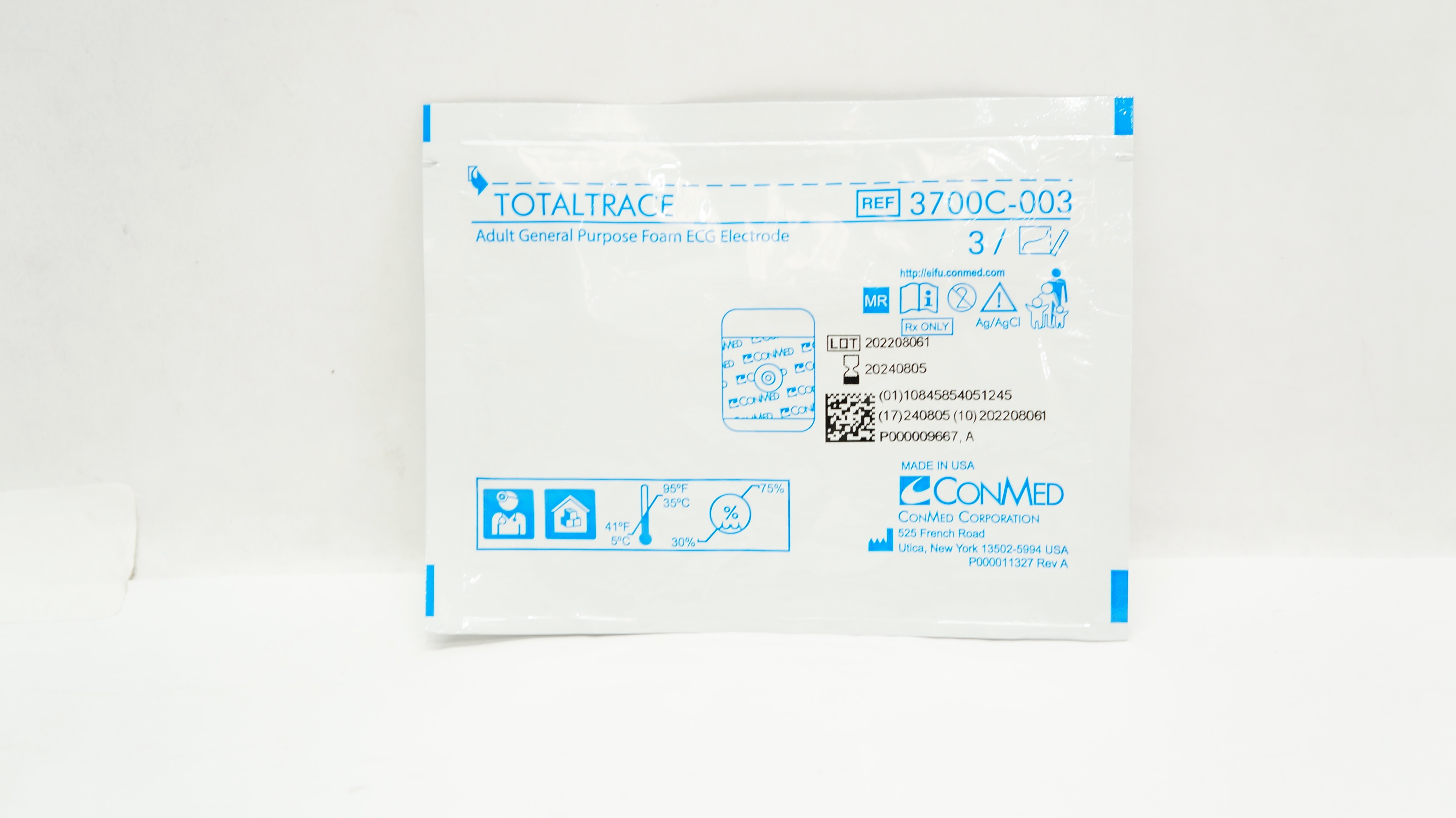 ConMed 3700C-003 Totaltrace Adult General Purpose Foam ECG Electrode - Pack of 3