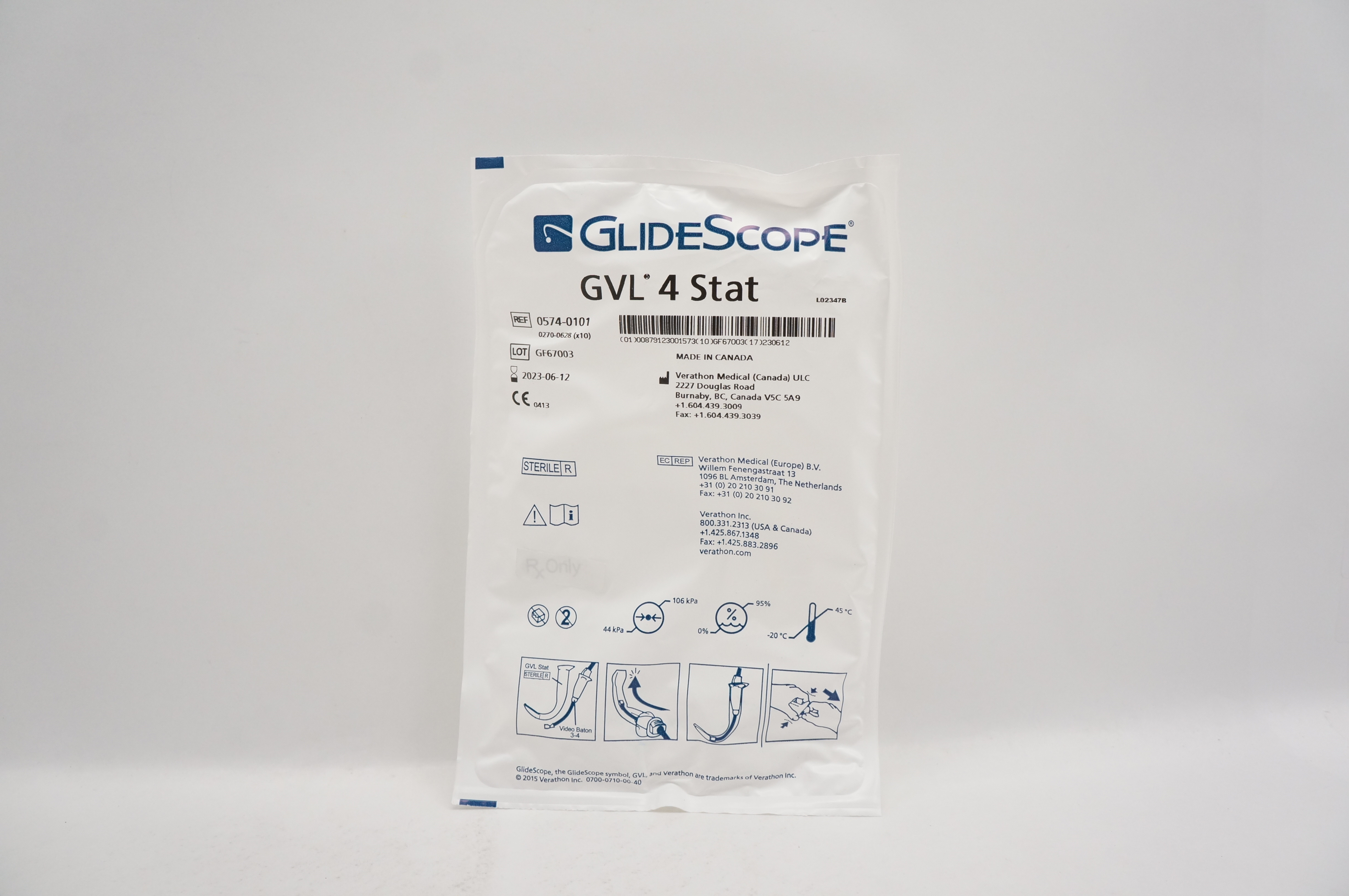 Verathon Medical 0574-0101 GlideScope GVL 4 Stat Video Laryngoscope (x)