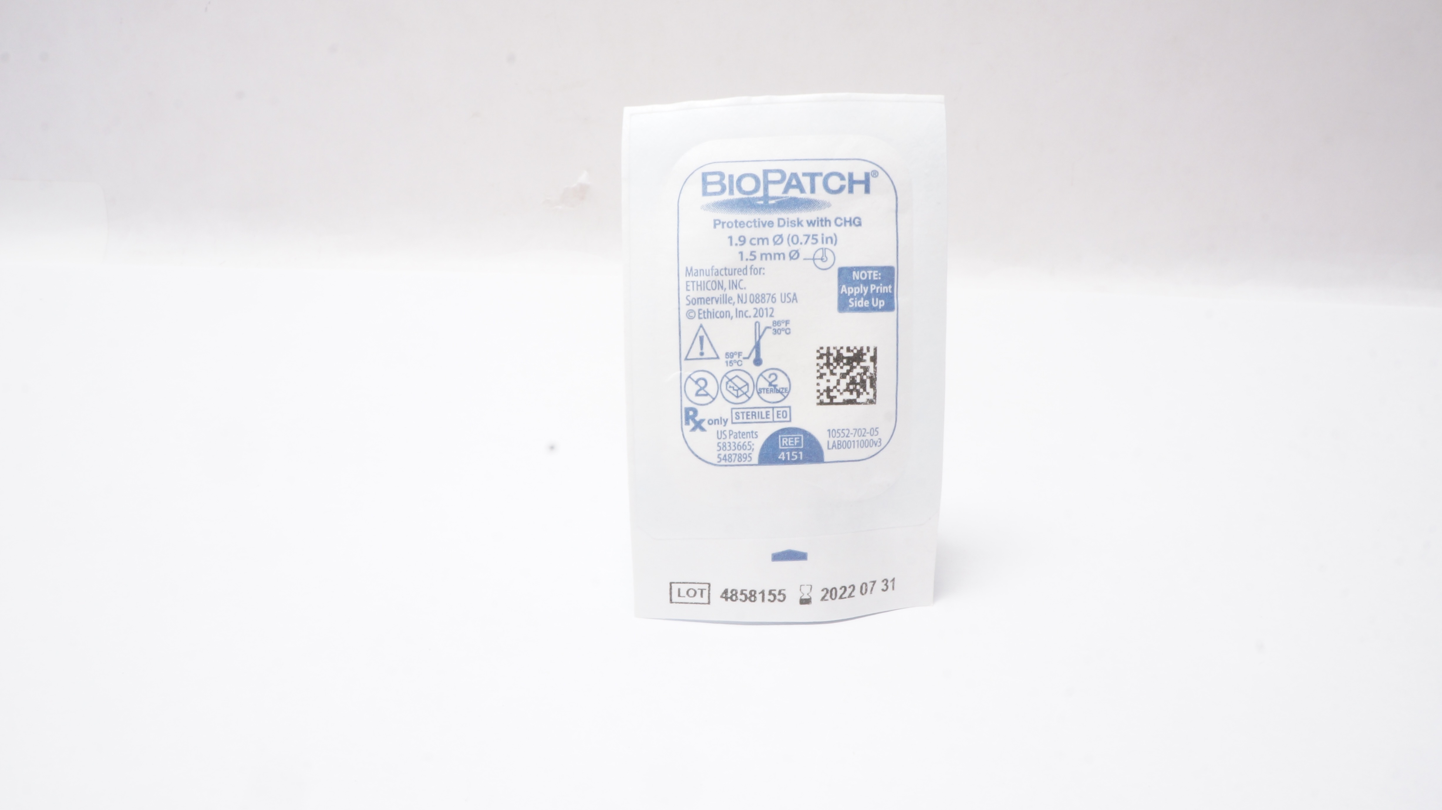Ethicon 4151 BioPatch Protective Disk with CHG 0.75inch x 1.5mm (x)