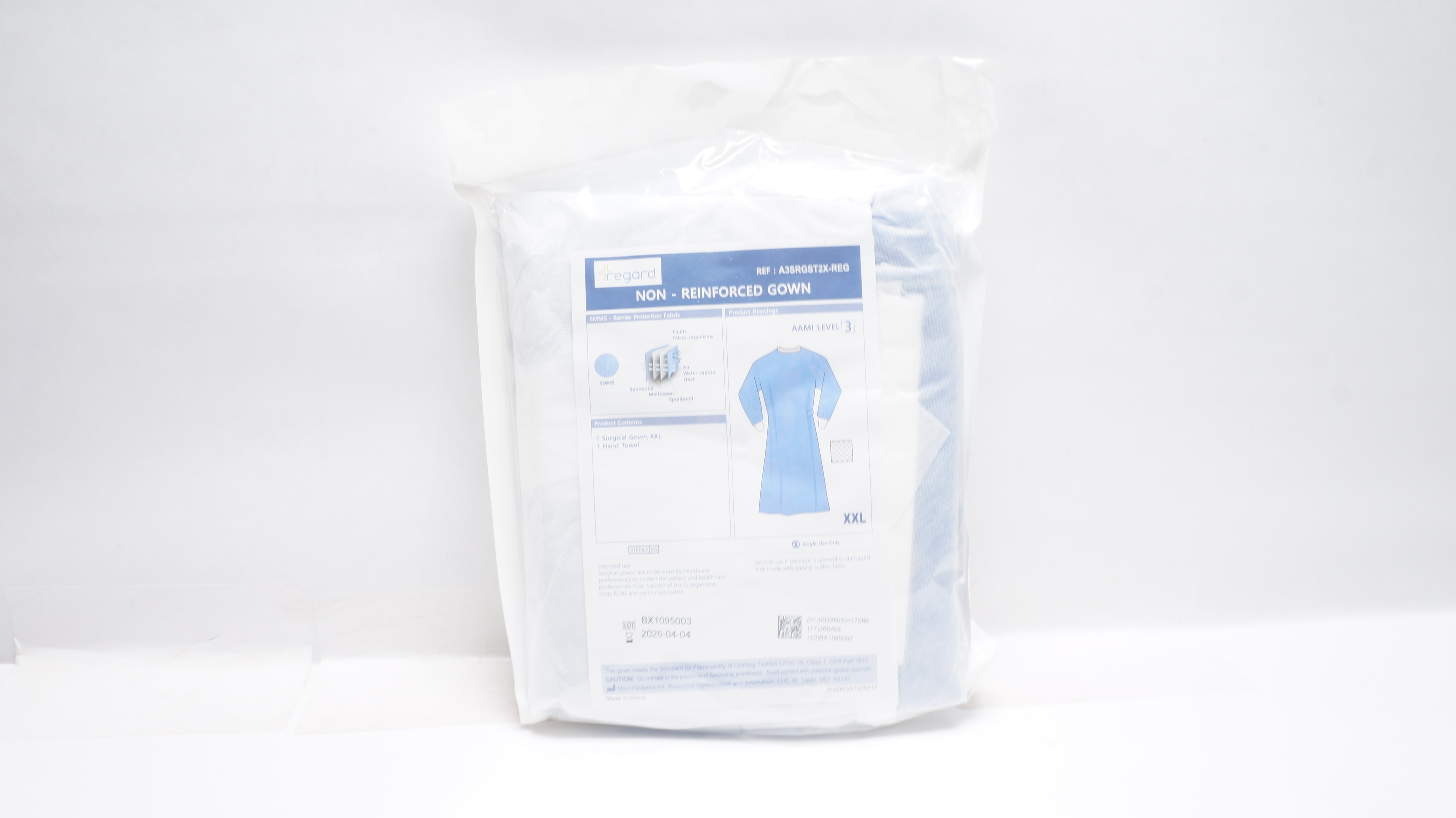 Regard A3SRGST2X-REG Non-Reinforced Gown AAMI Level 3, XXL