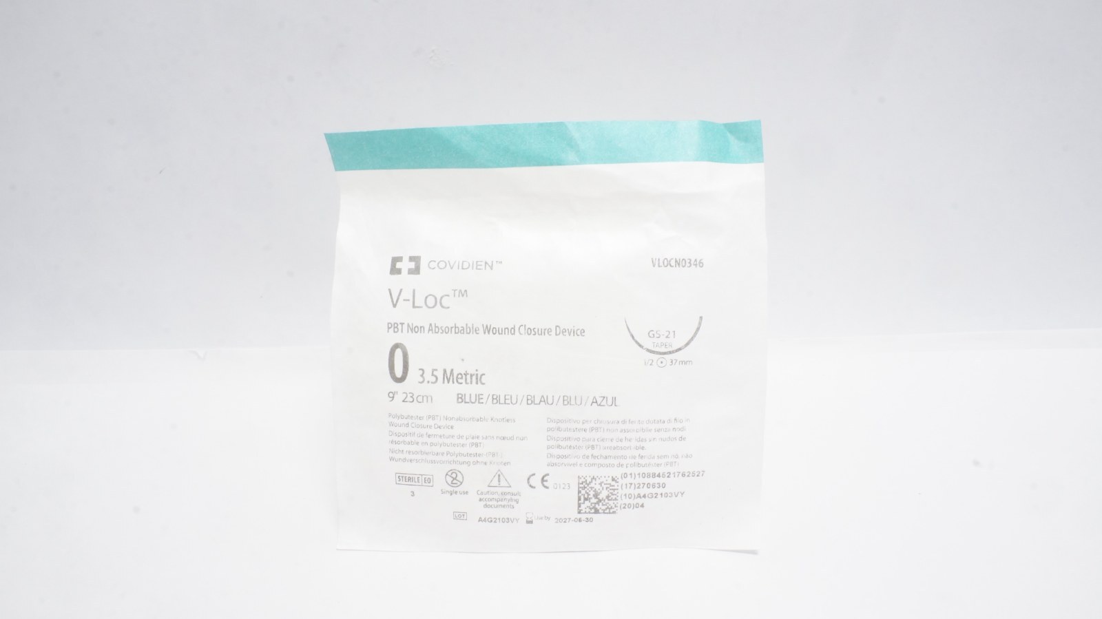 Covidien VLOCM0346 V-Loc Wound Closure Device 0 3.5 Metric Blue