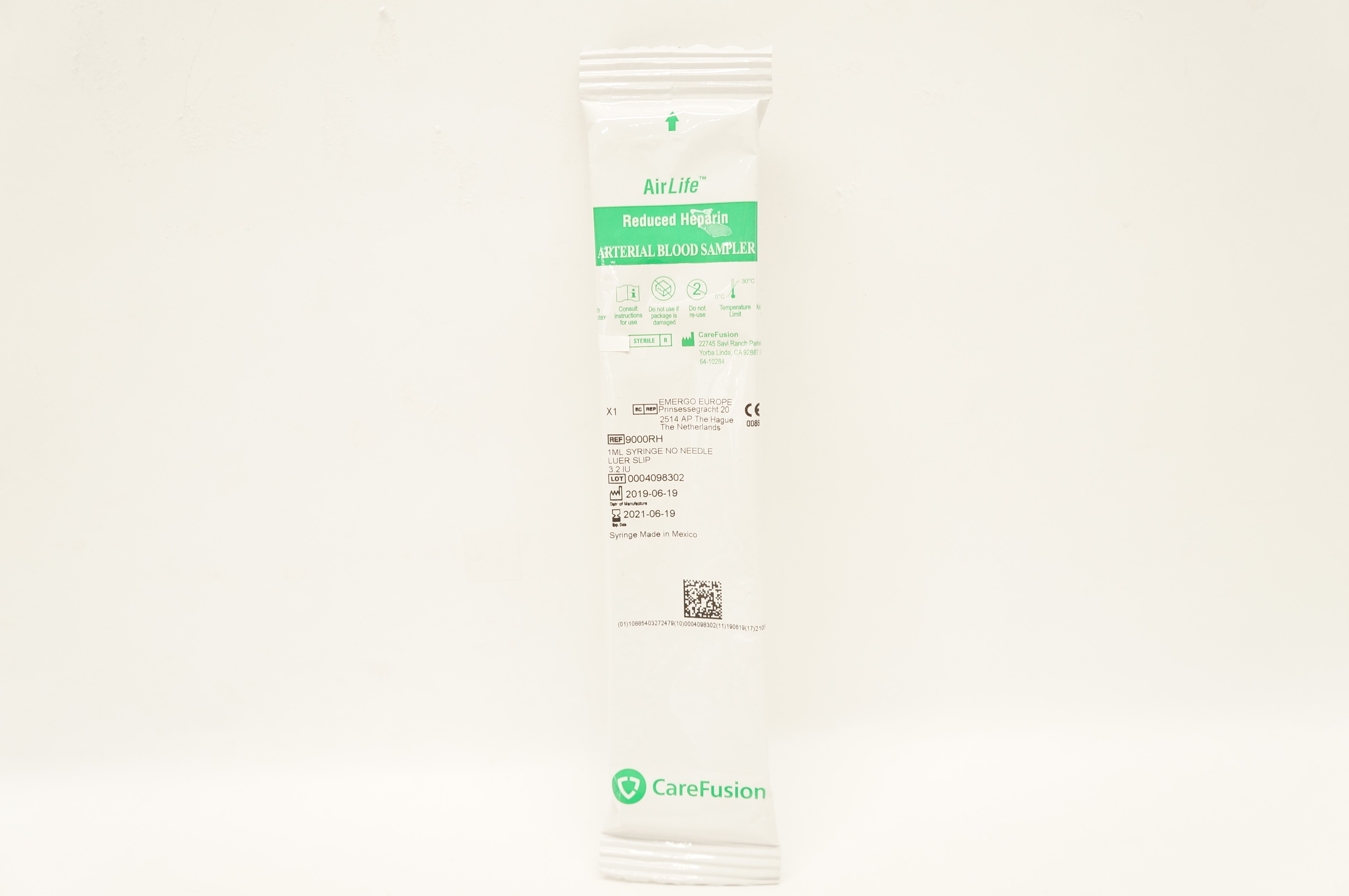 CareFusion 9000RH Airlife Reduced Heparin Arterial Blood Sampler (x)