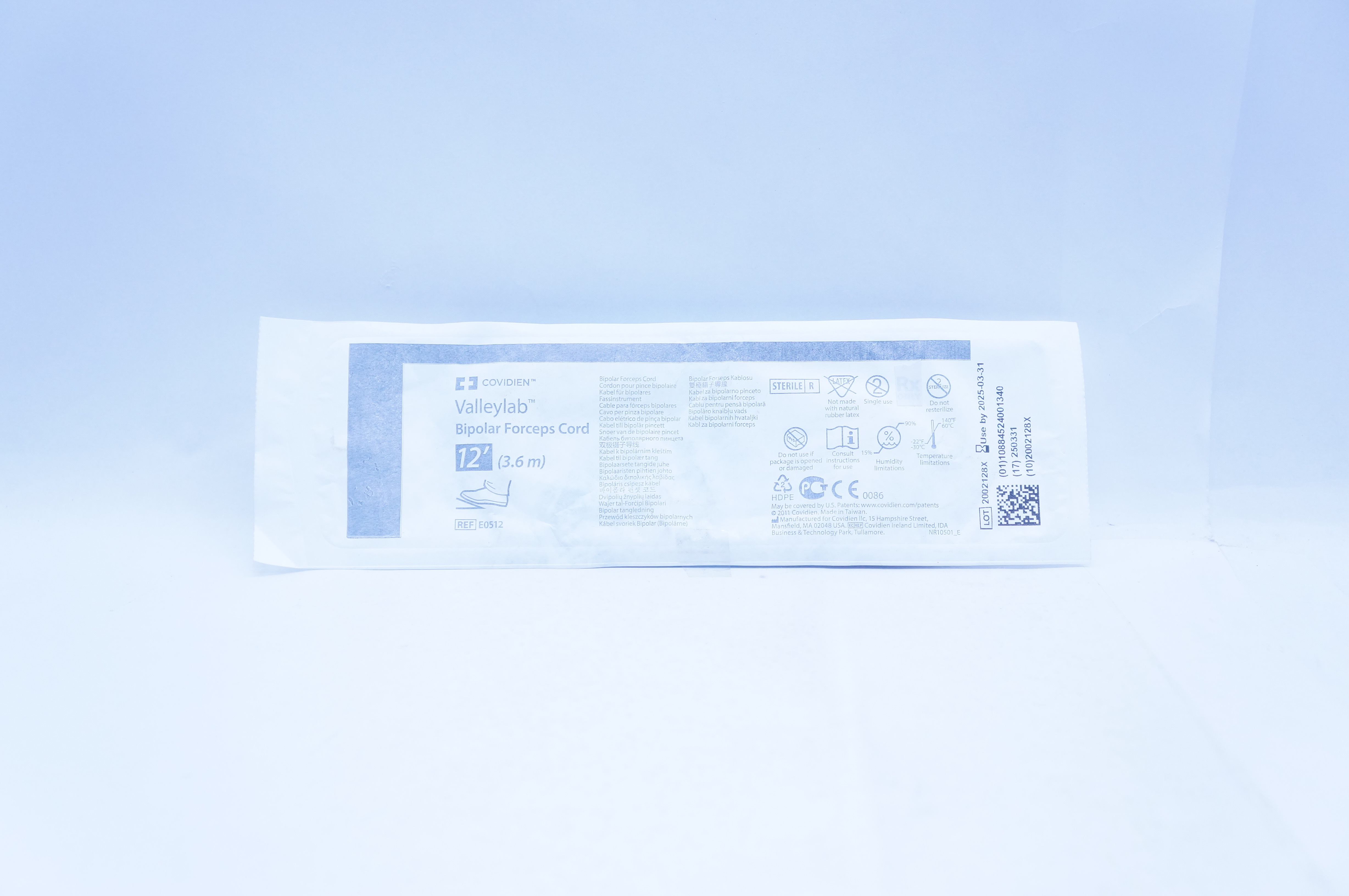 Covidien E0512 Valleylab Bipolar Forceps Cord, 12 Fr.