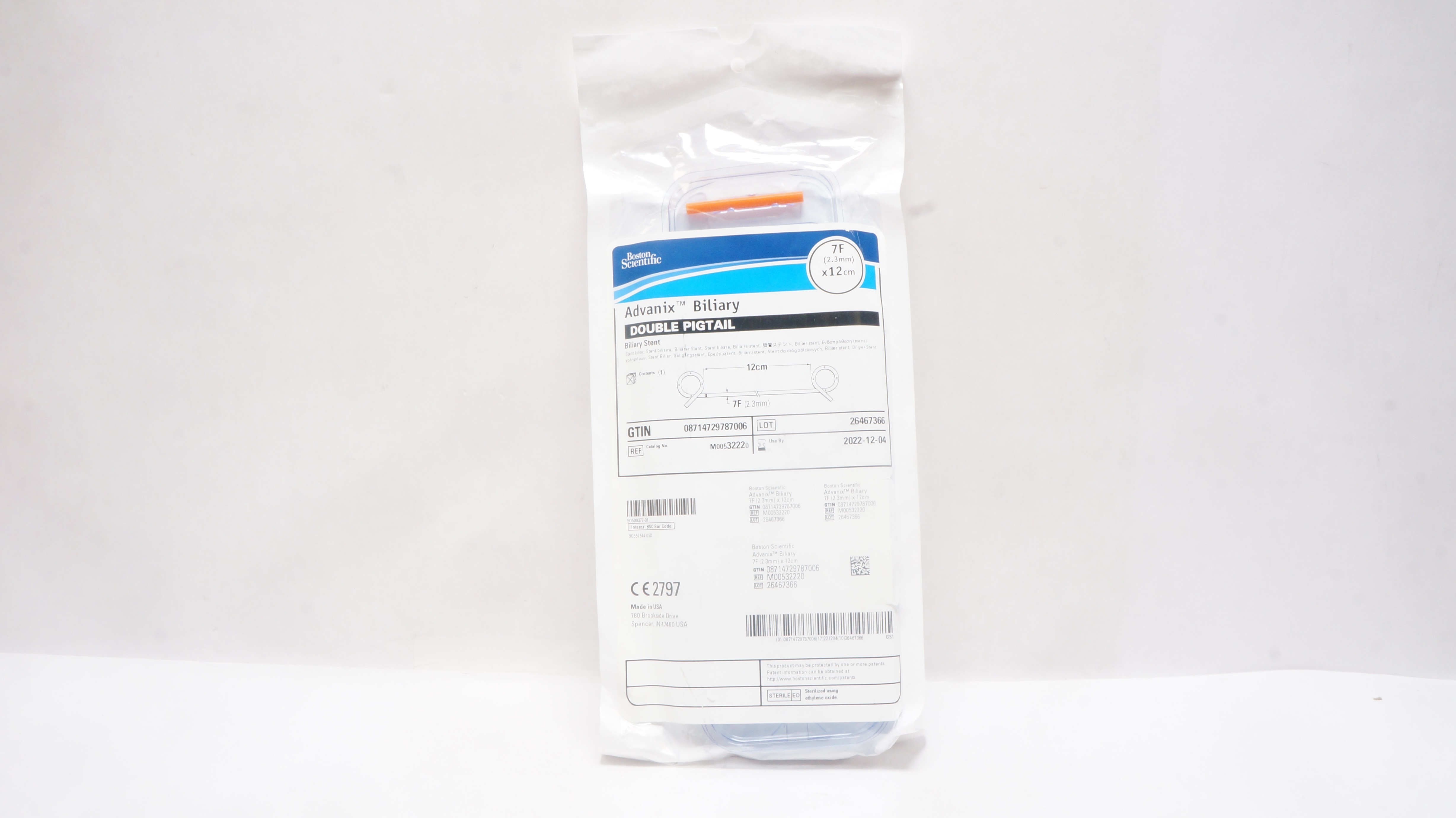 Boston Scientific M00532220 Advanix Double Pigtail Biliary Stnt 7F x 12cm (x)