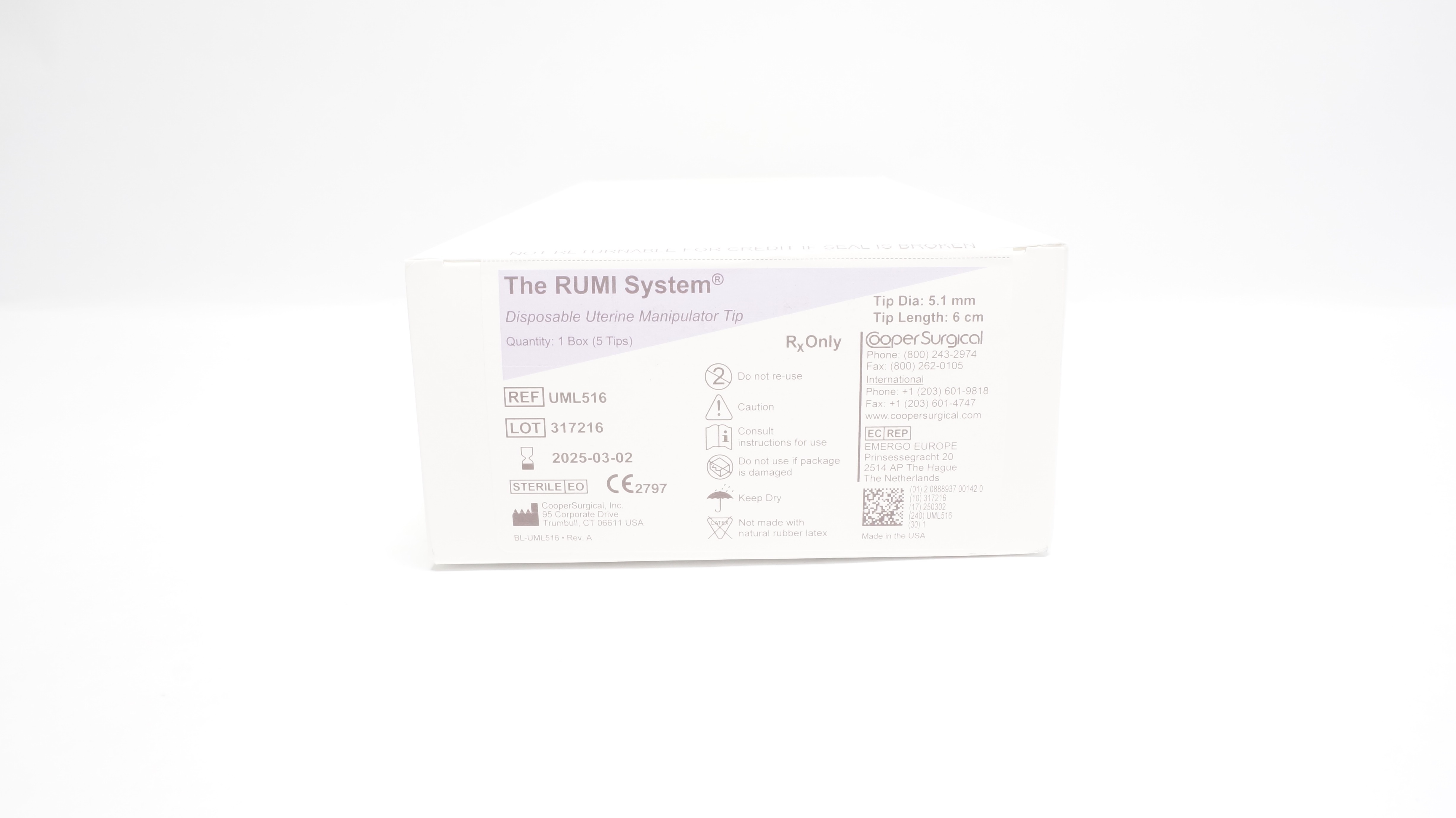 Cooper Surgical UML516 RUMI Disposable Uterine Manipulator Tip (x) - Box of 5