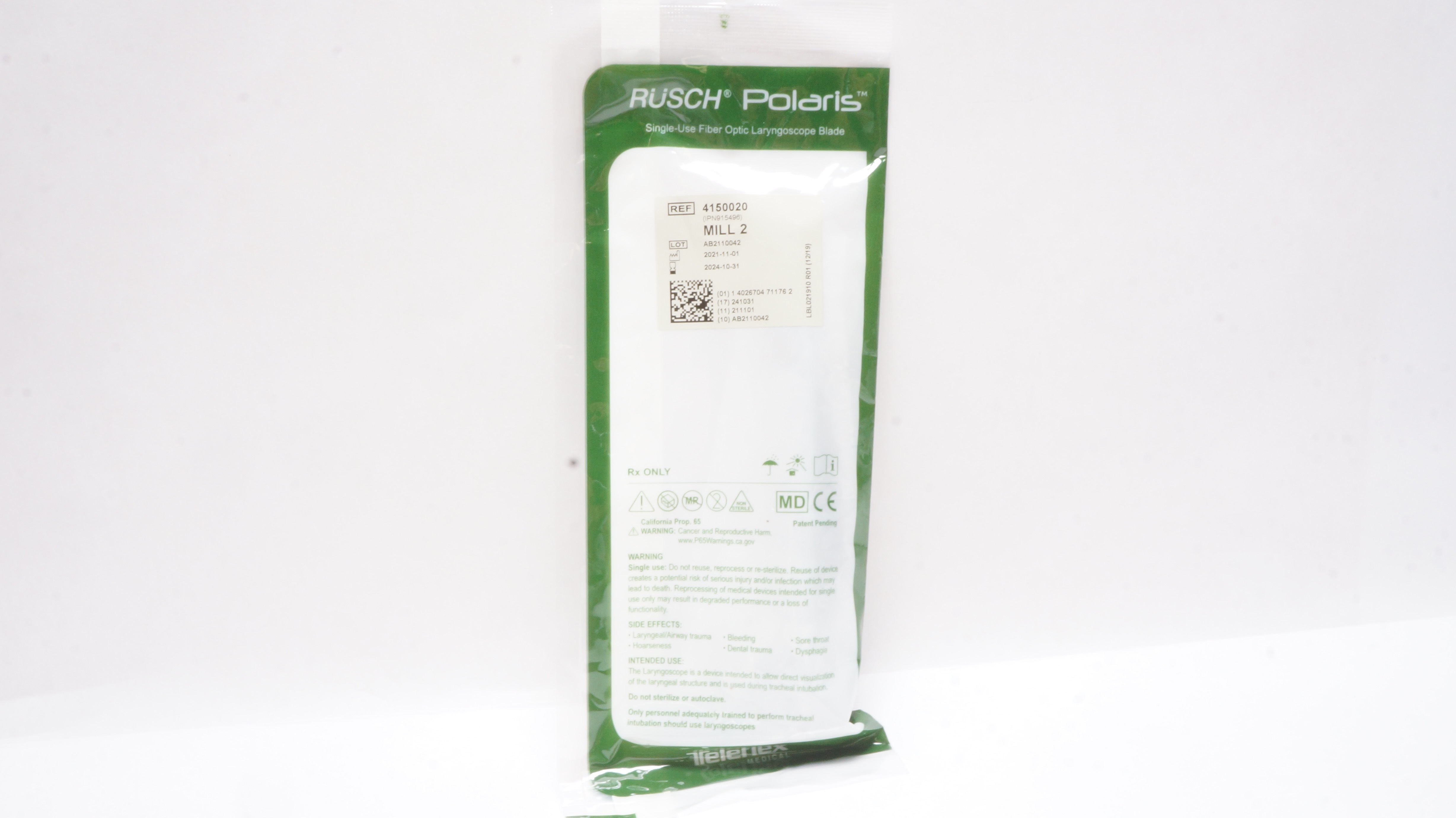 Teleflex 4150020 Rusch Polaris Fiber Optic Laryngoscope Blade, MILL 2