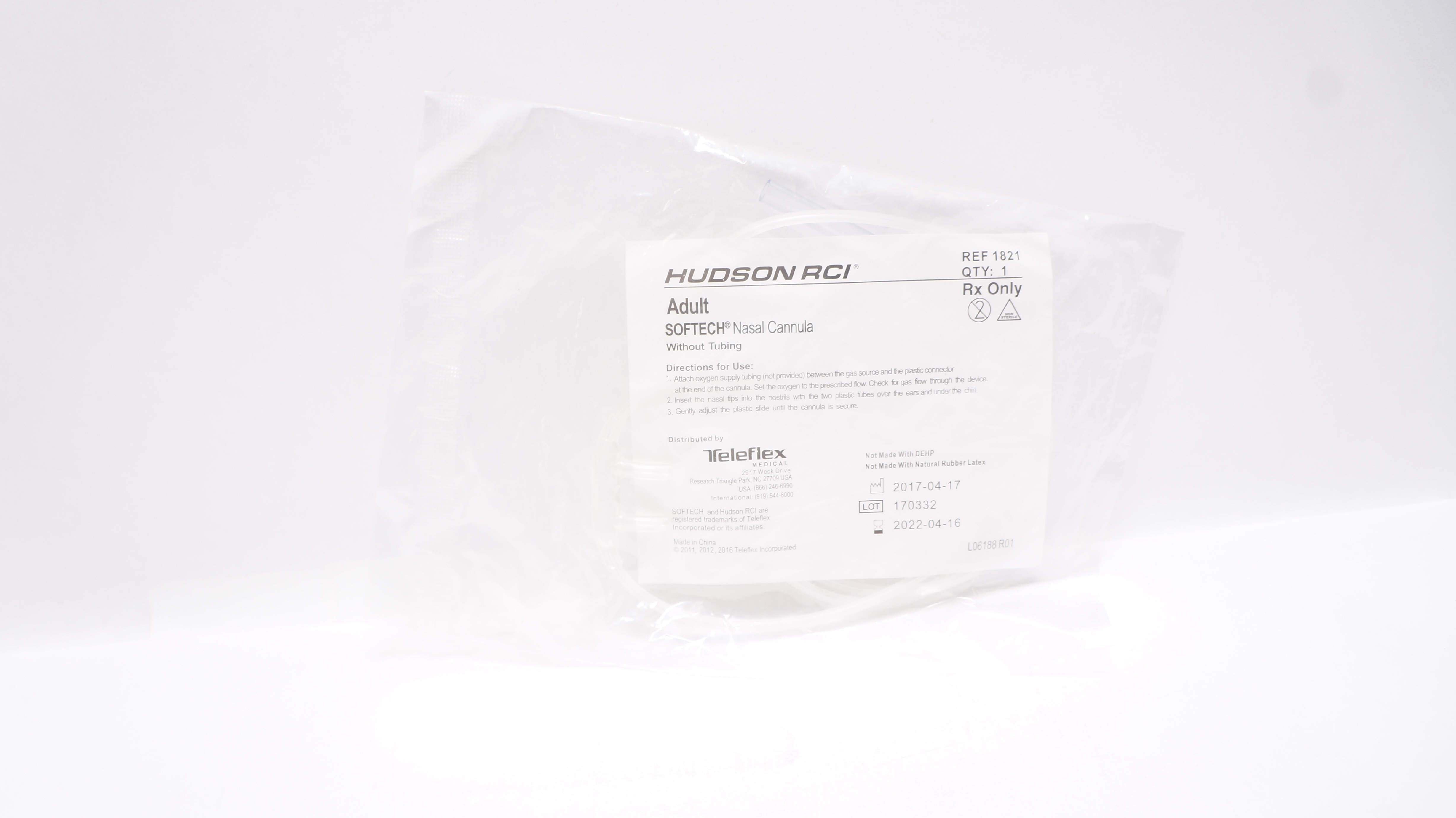 Teleflex 1821 Hudson RCI Adult Softech Nasal Cannula without Tubing (x)