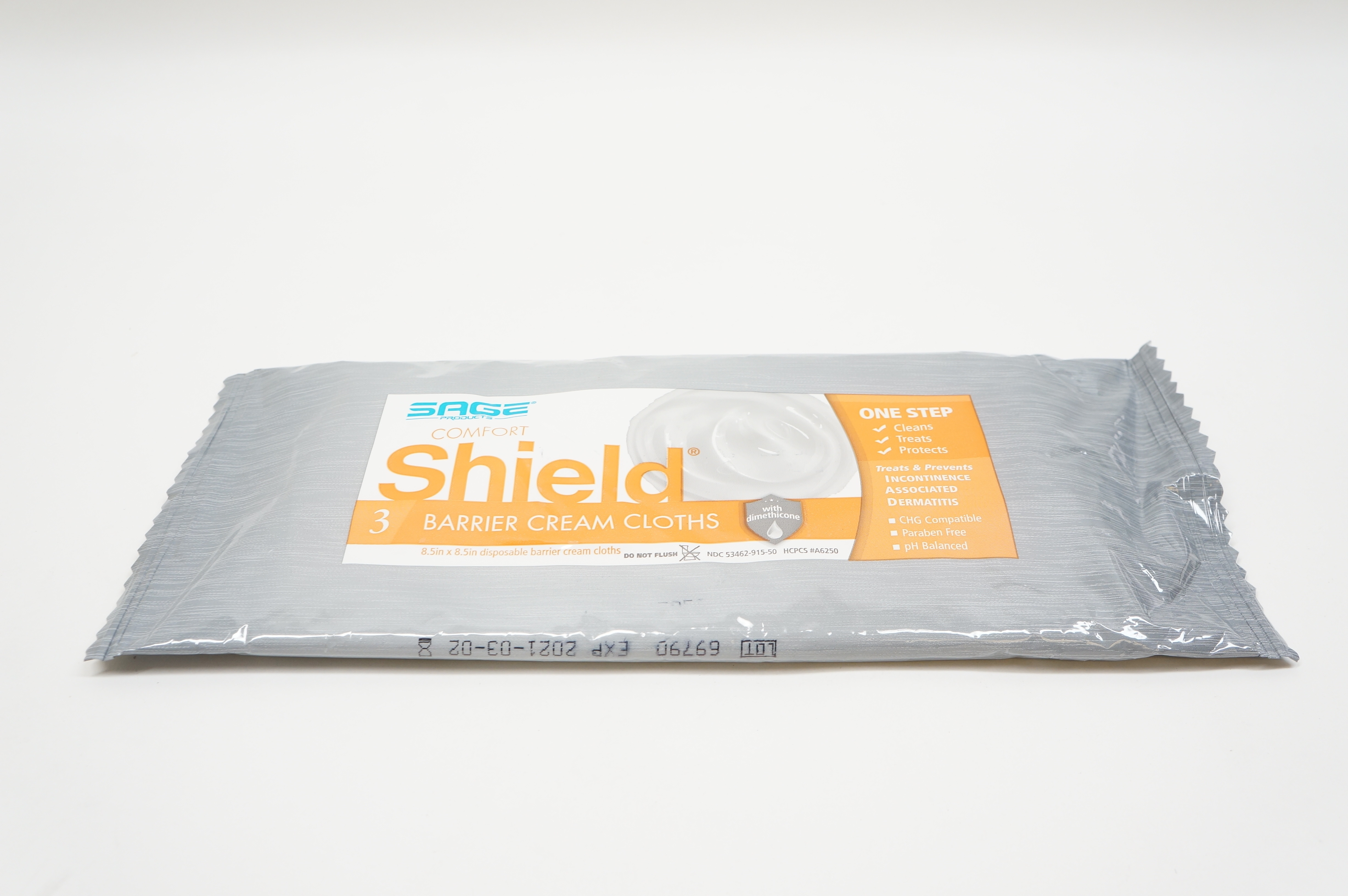 SAGE 7503 Comfort Shield Barrier Cream Cloths 8.5inch x 8.5inch (x) - Pack of 3