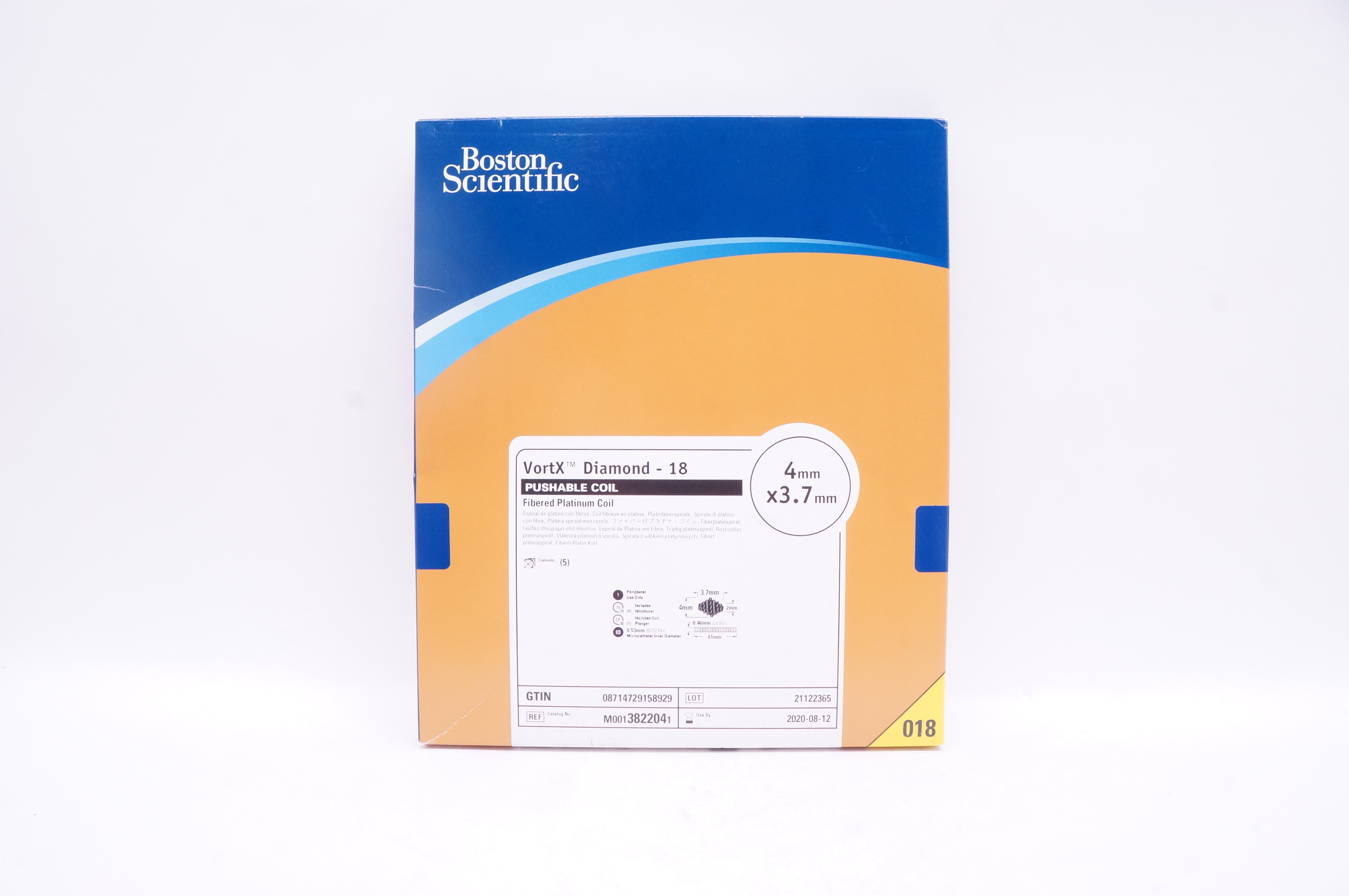 Boston Scientific 382204 VortX Diamond 18 Fibered Platinum Coil - Box of 5 (x)