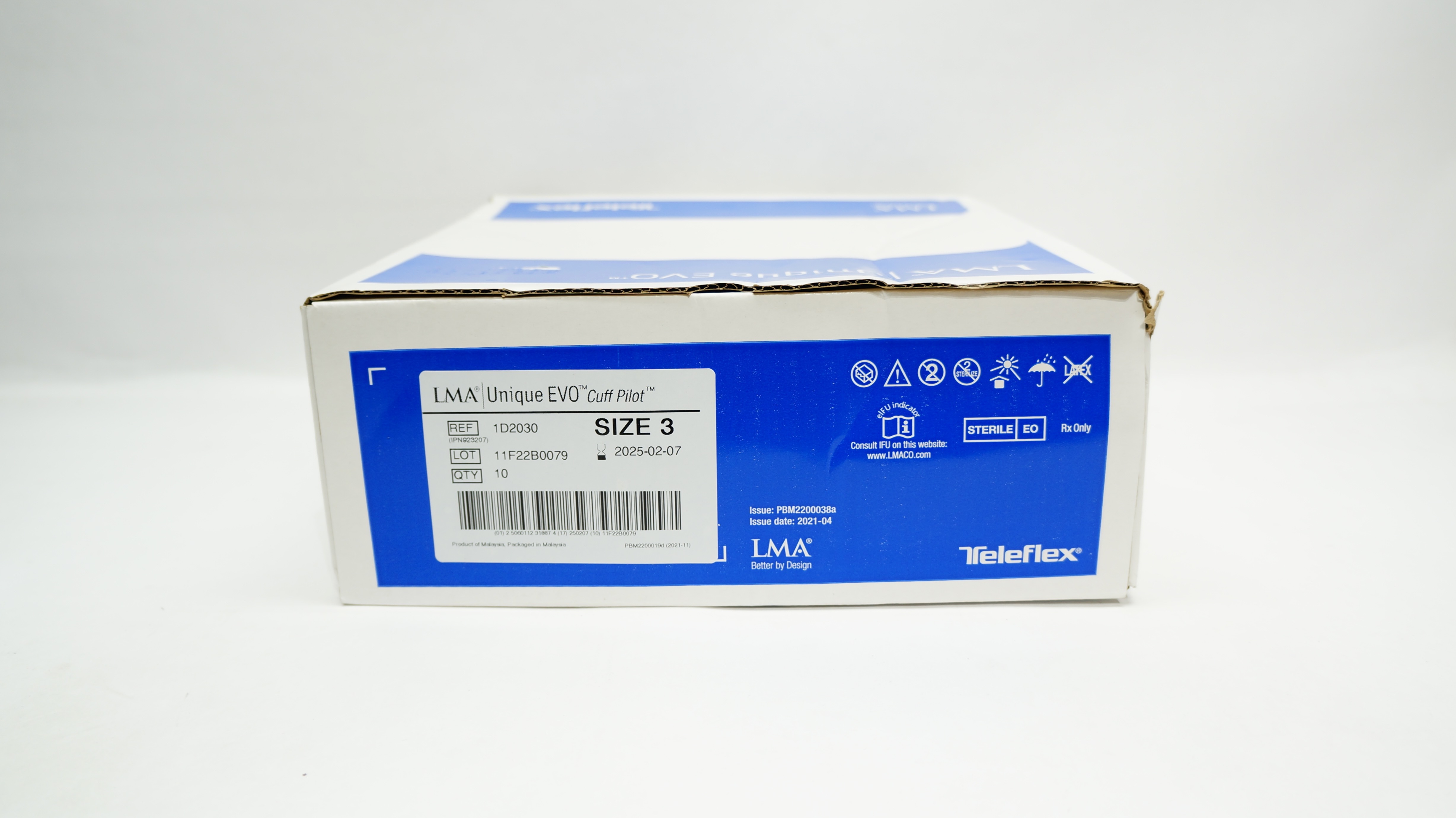 Teleflex 1D2030 LMA Unique EVO Cuff Pilot Laryngeal Mask Airway Size 3-Box of 10