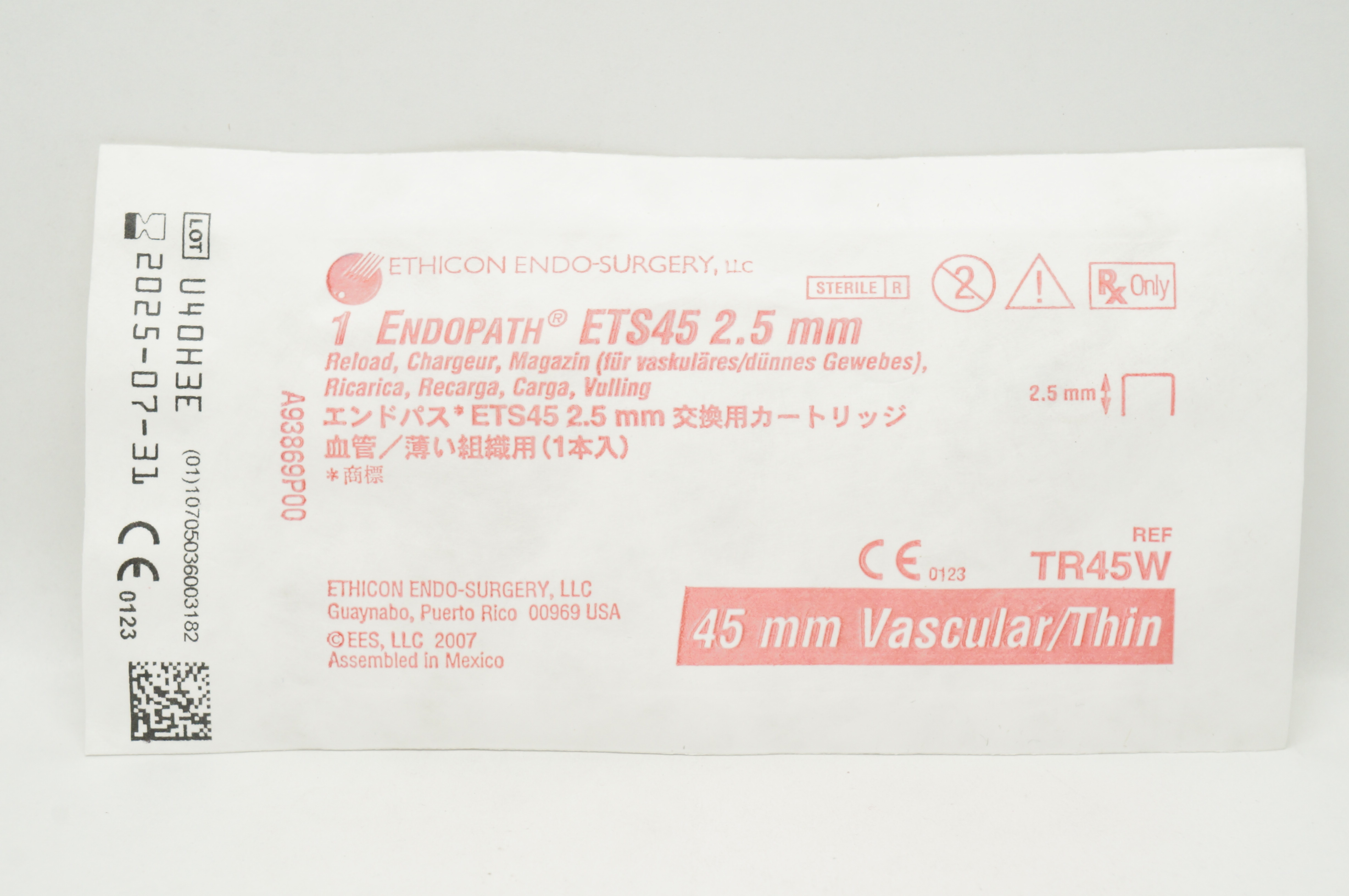 Ethicon TR45W 1 Endopath ETS45 2.5mm Reload, 45mm Vascular/Thin