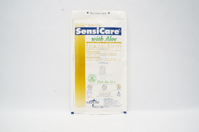 Medline 377080 SensiCare Sterile Surgical Gloves With Aloe Vera, Size 8