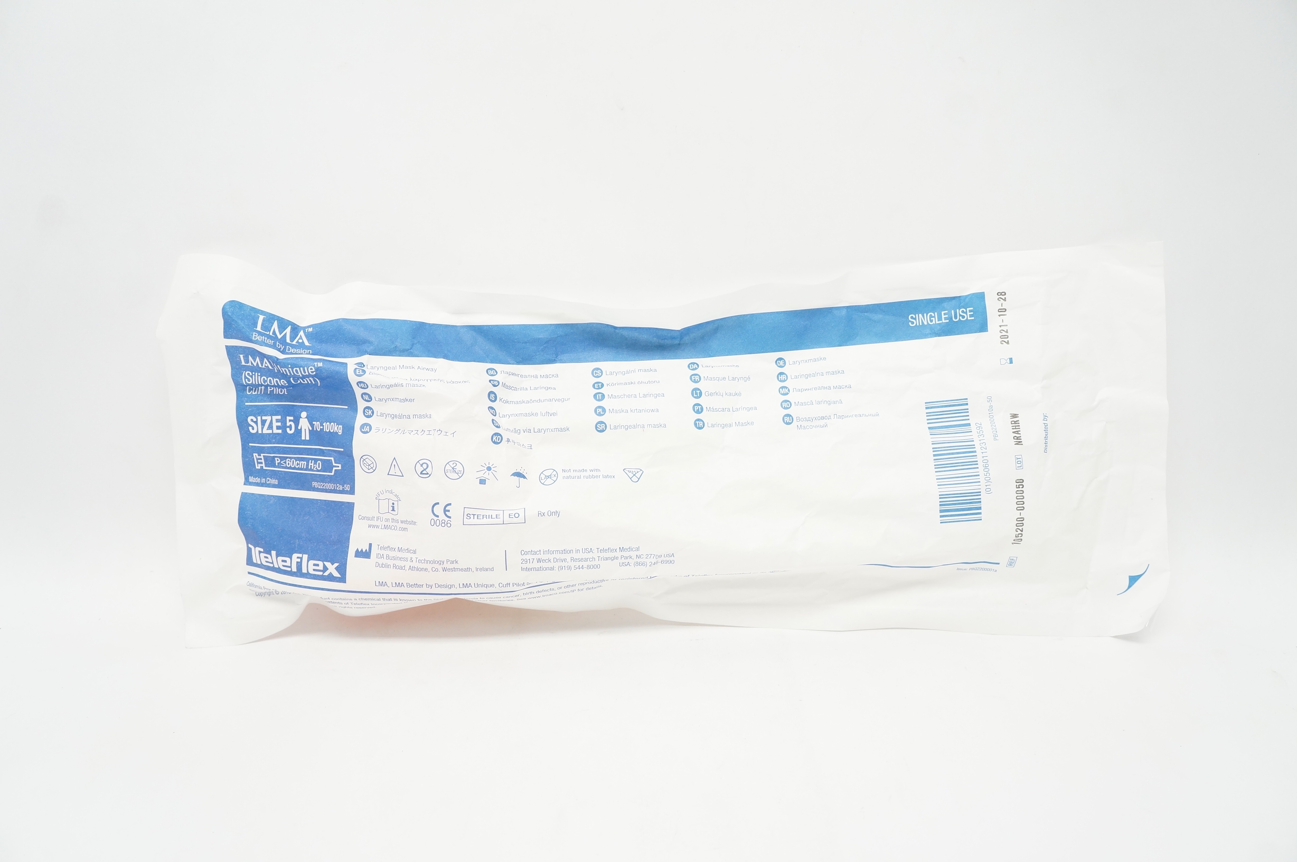 Teleflex 105200-000050 LMA Unique Laryngeal Mask Airway Size: 5 70-100kg (x)