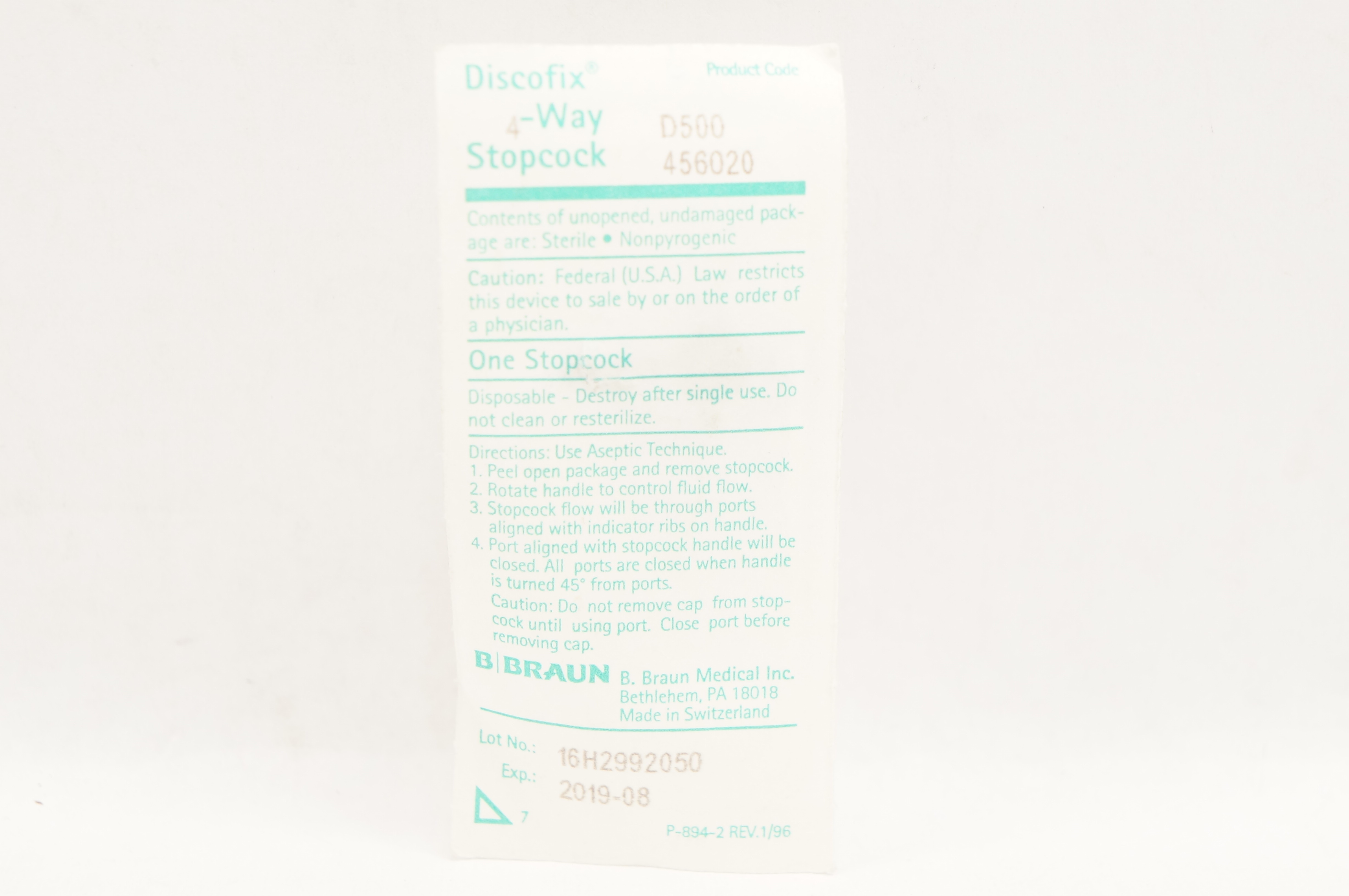 B.Braun D500 456020 Discofix 4-Way Stopcock (x)