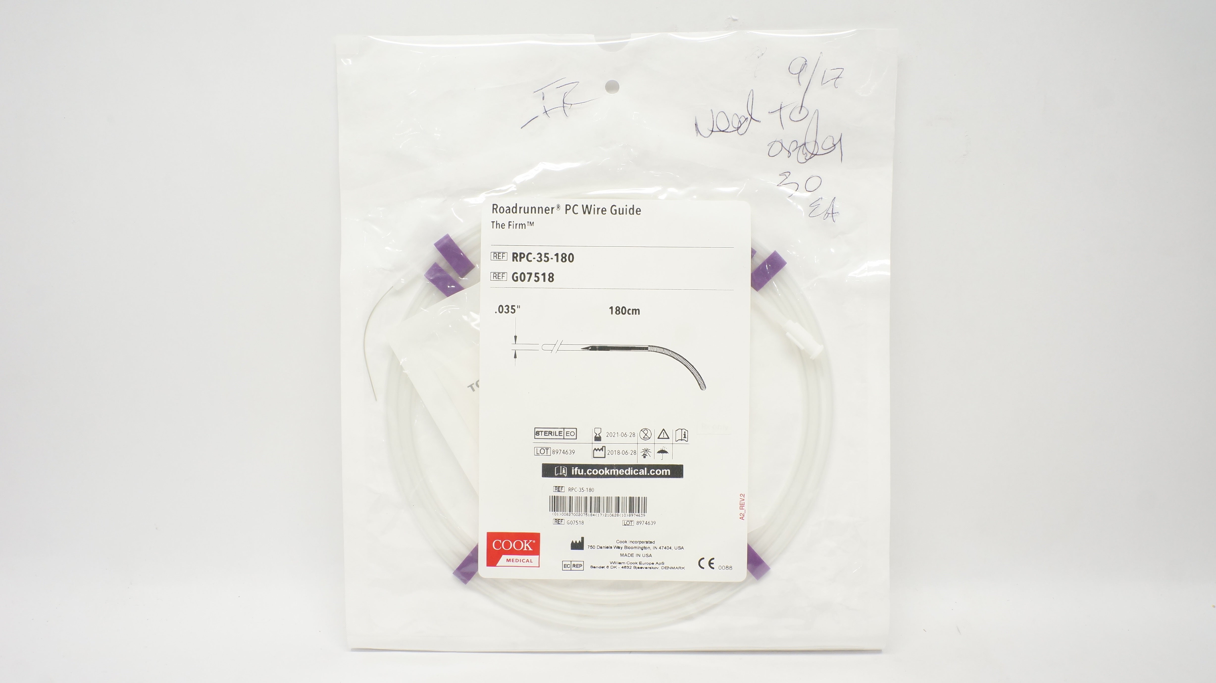 Cook Medical G07518 Roadrunner PC Wire Guide The Firm .035inch (x)