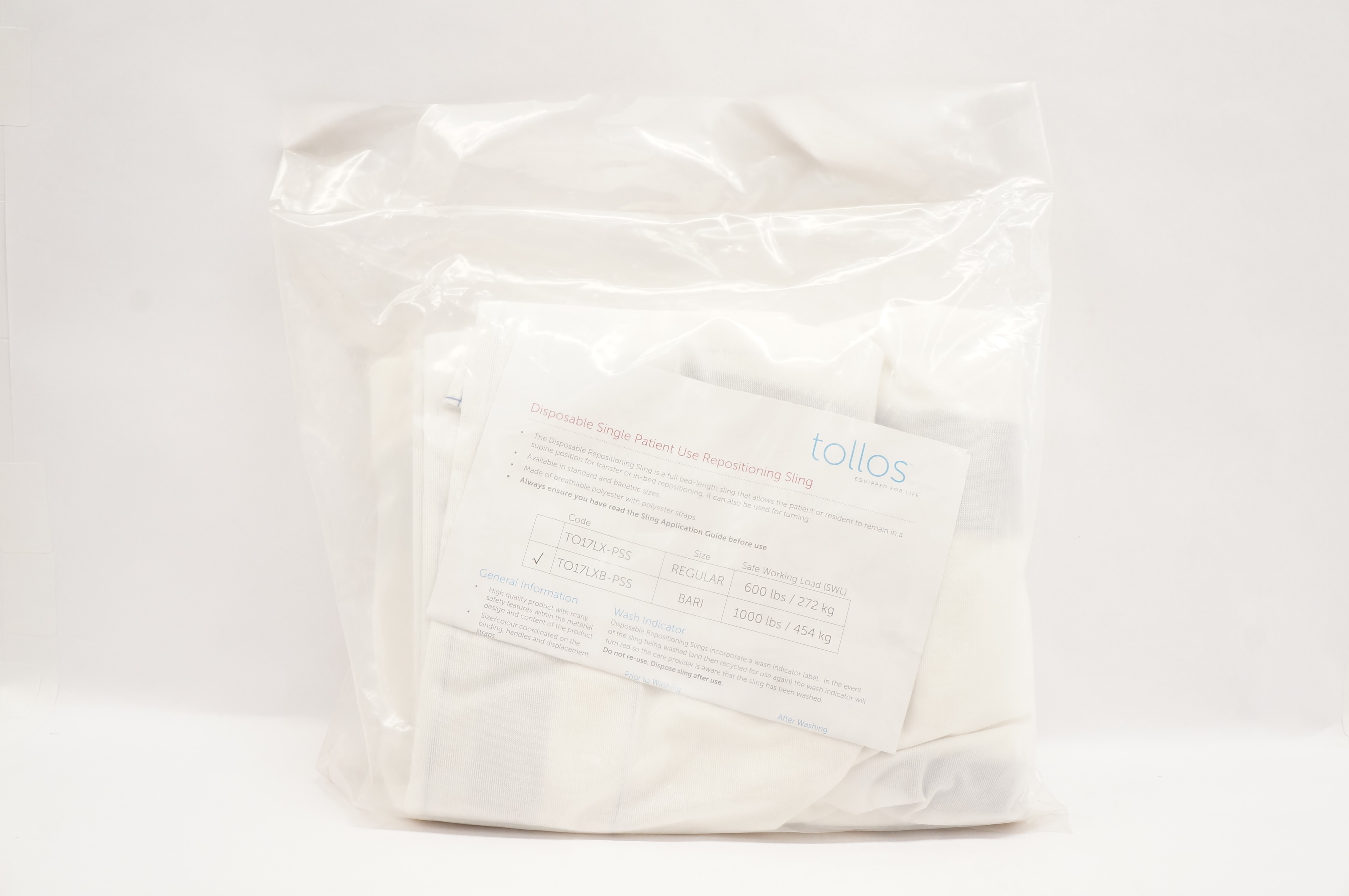 Tollos TO17LXB-PSS Disposable Repositioning Sling Bari 1000 lbs