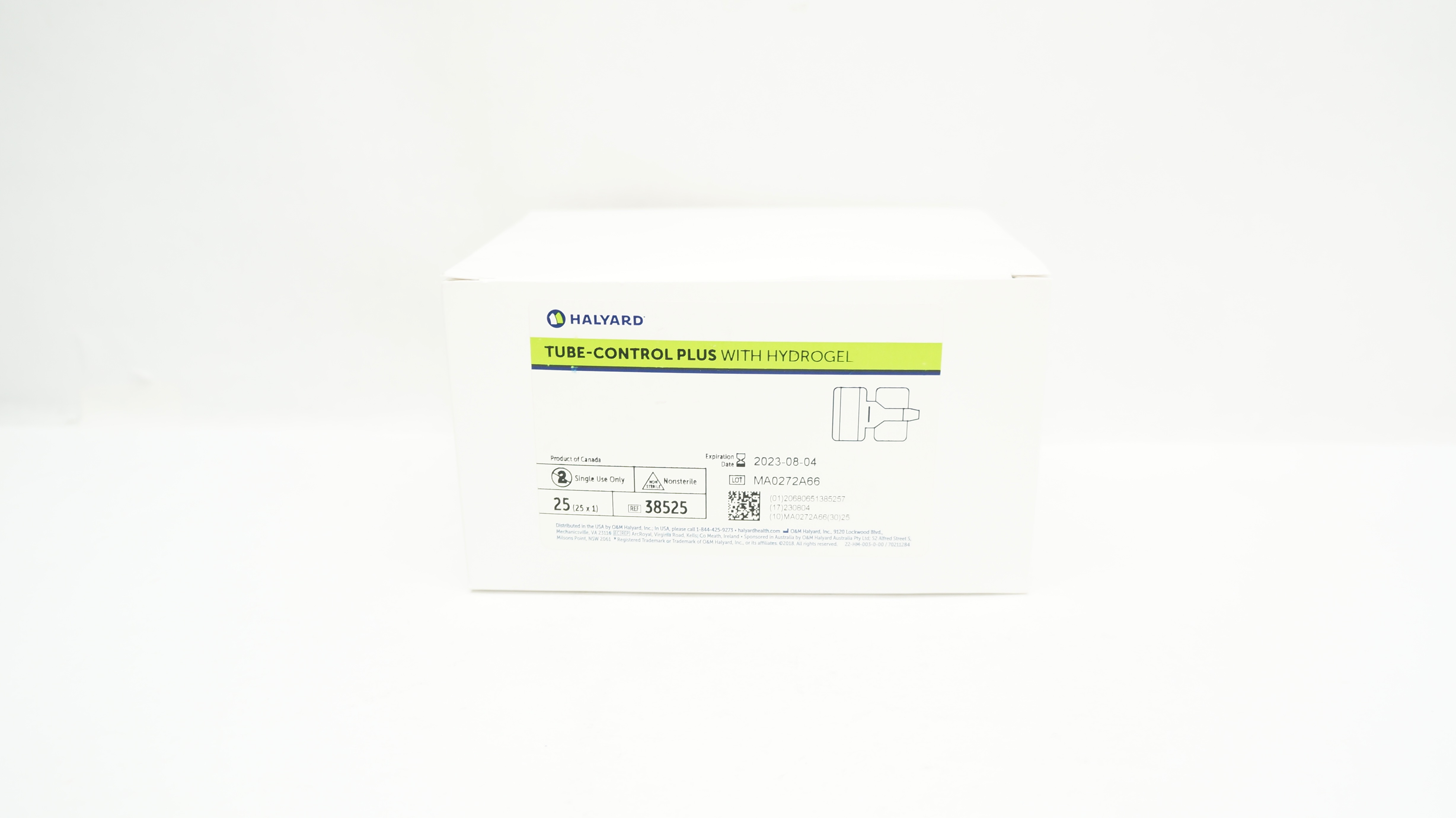 Halyard 38525 Tube-Control Plus  With Hydrogel (x) - Box of 25