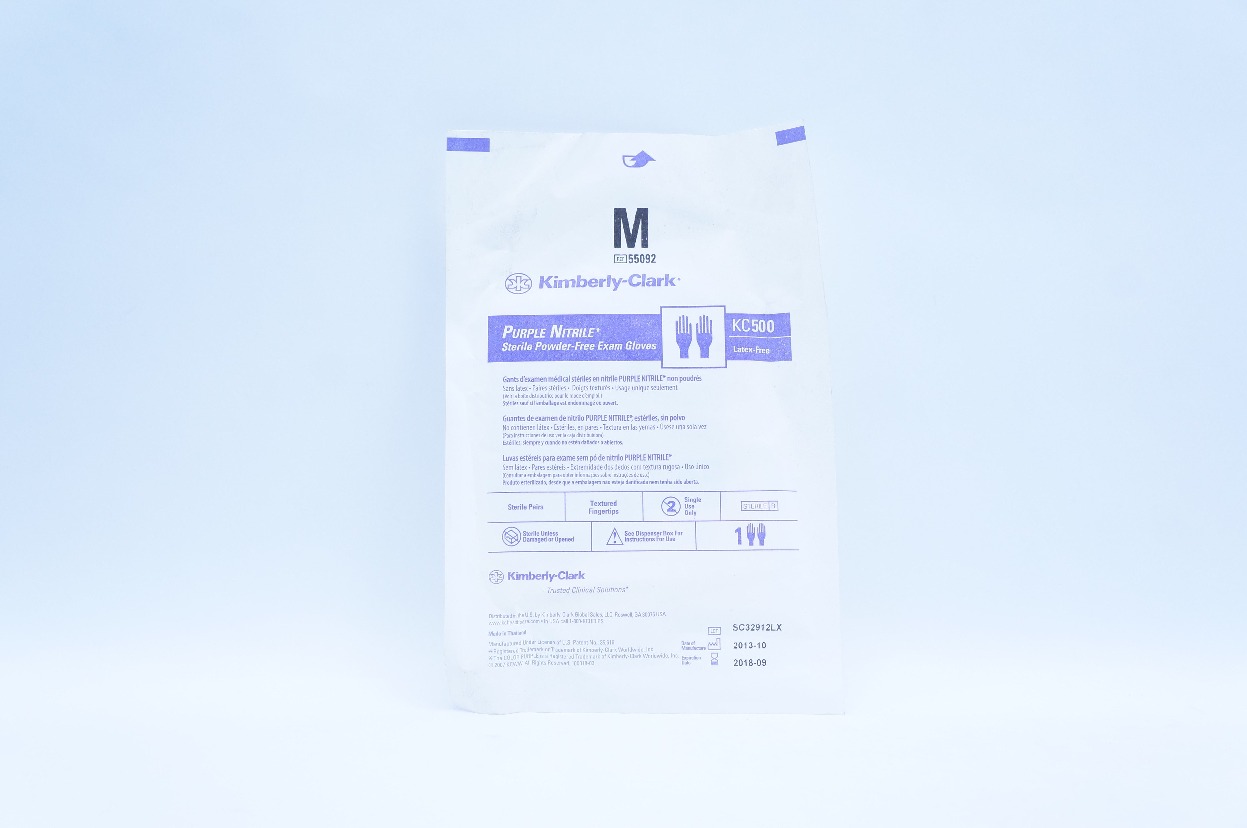 Kimberly-Clark 55092 Purple Nitrile Sterile Powder-Free Exam Gloves, Size M (x)