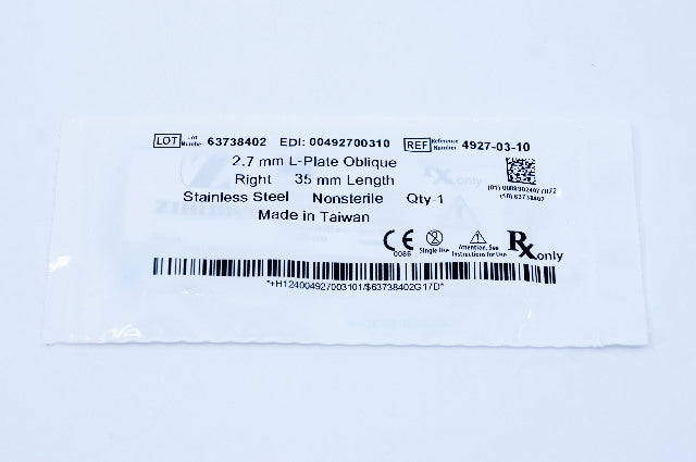 Zimmer 4927-03-10 2.7mm L-Plate Oblique, Right, 35mm Length