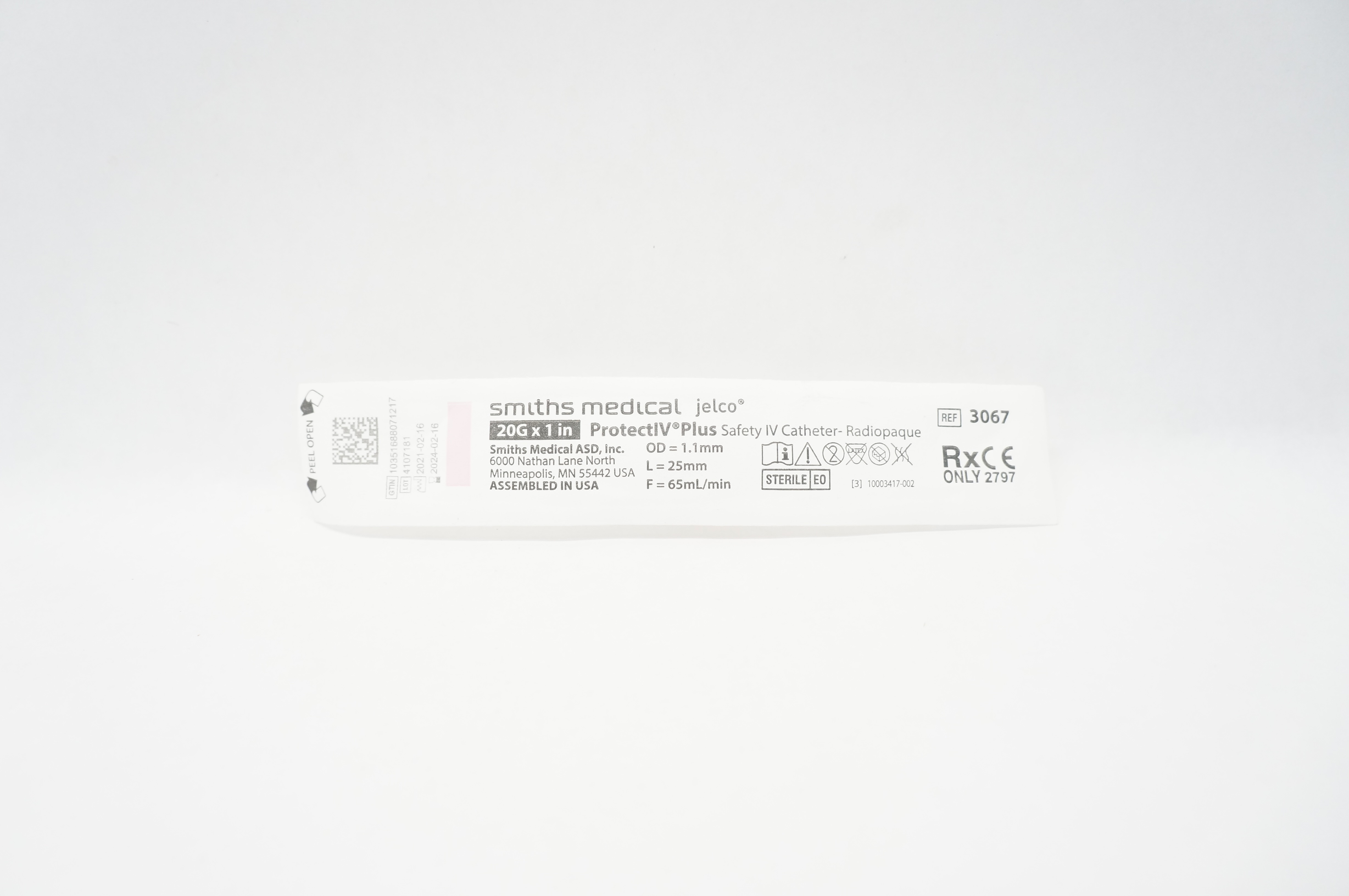 Smiths Medical 3067 Protect IV Plus Safety Cath. Radiopaque 20G x 1inch