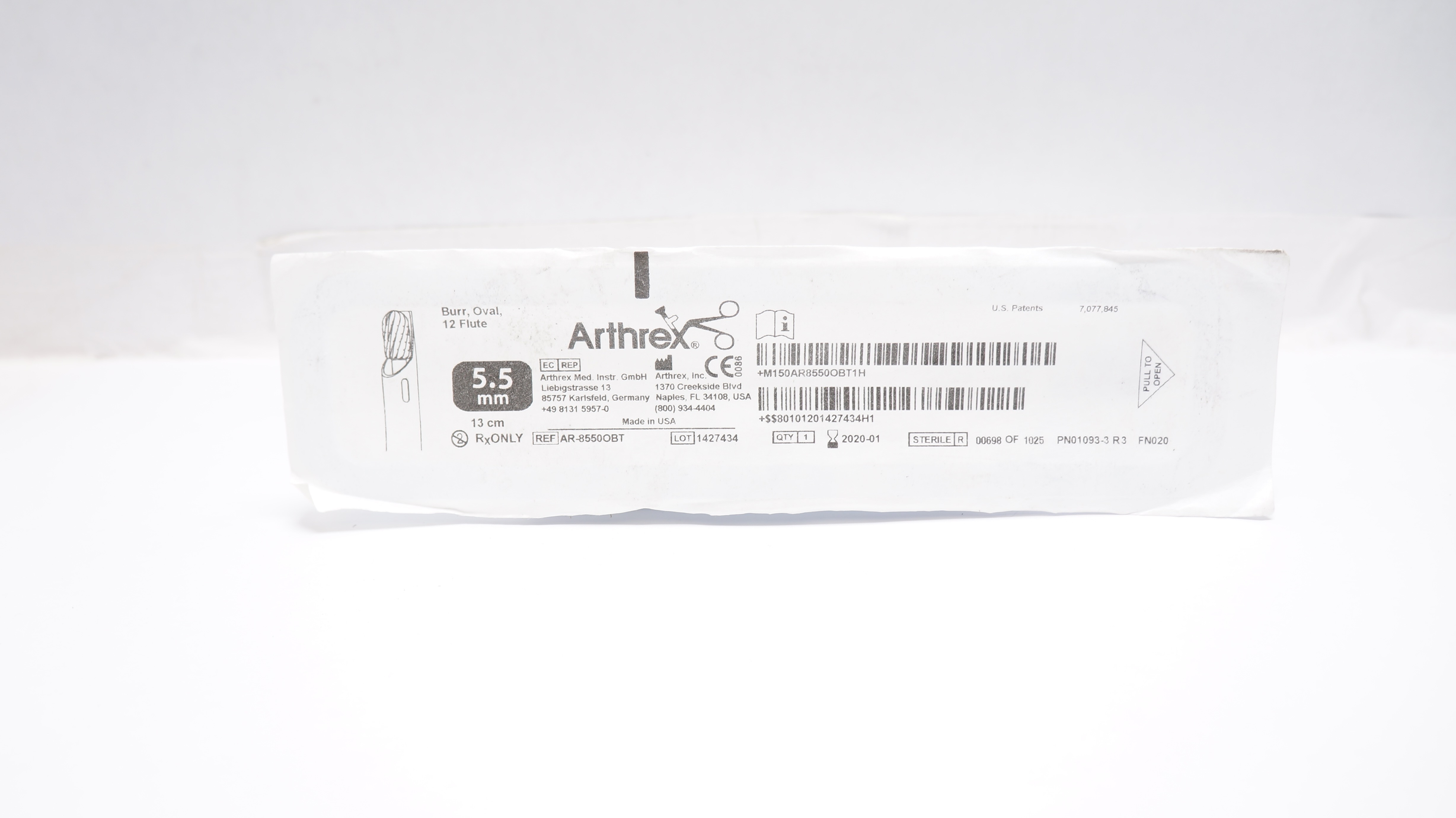 Arthrex AR-8550OBT Burr,Oval,12 Flute 5.5mm,13cm (x)