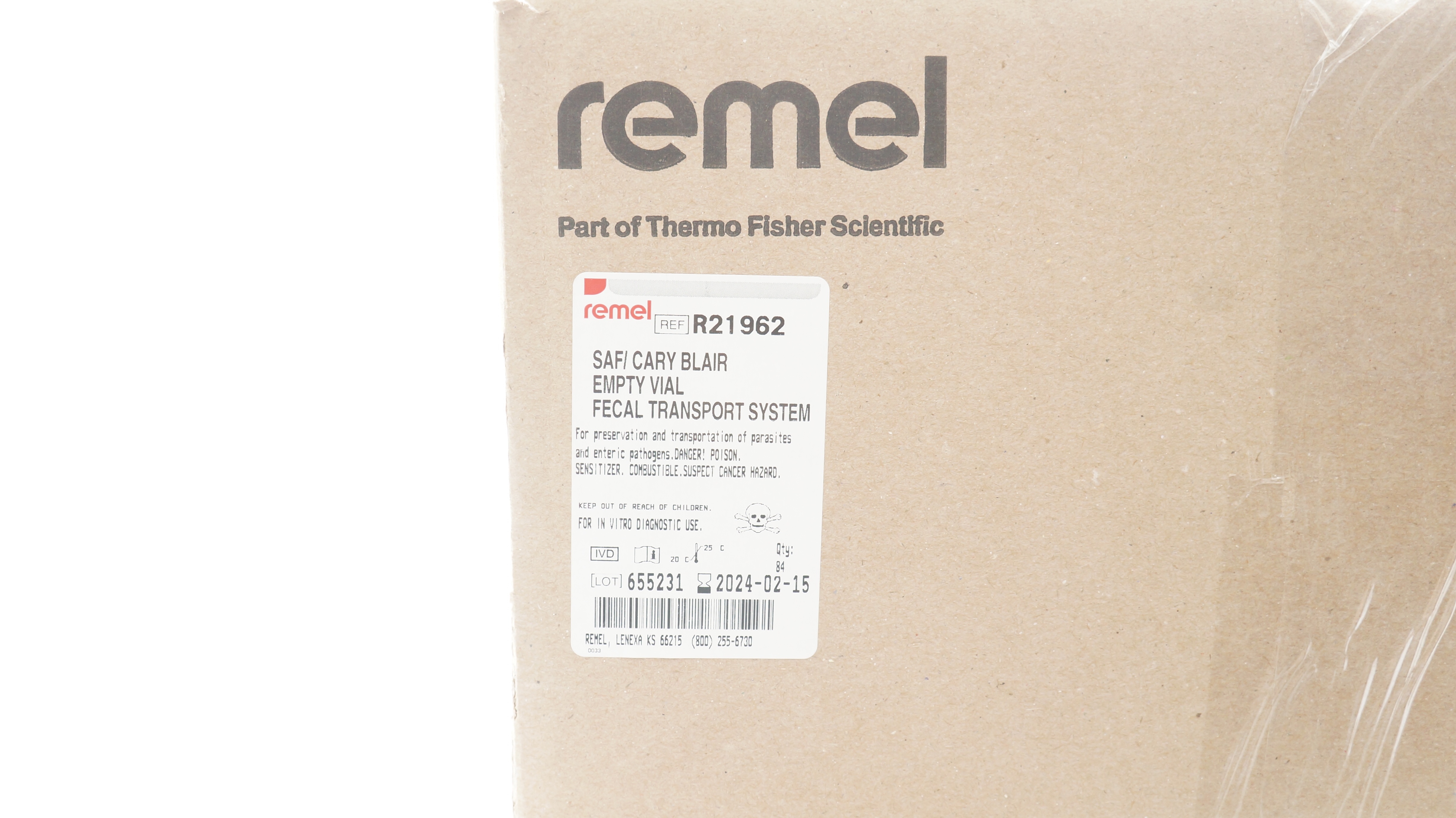 Remel R21962 Fecal Transport System Saf/Cary Blair Empty Vial (x) - Box of 84