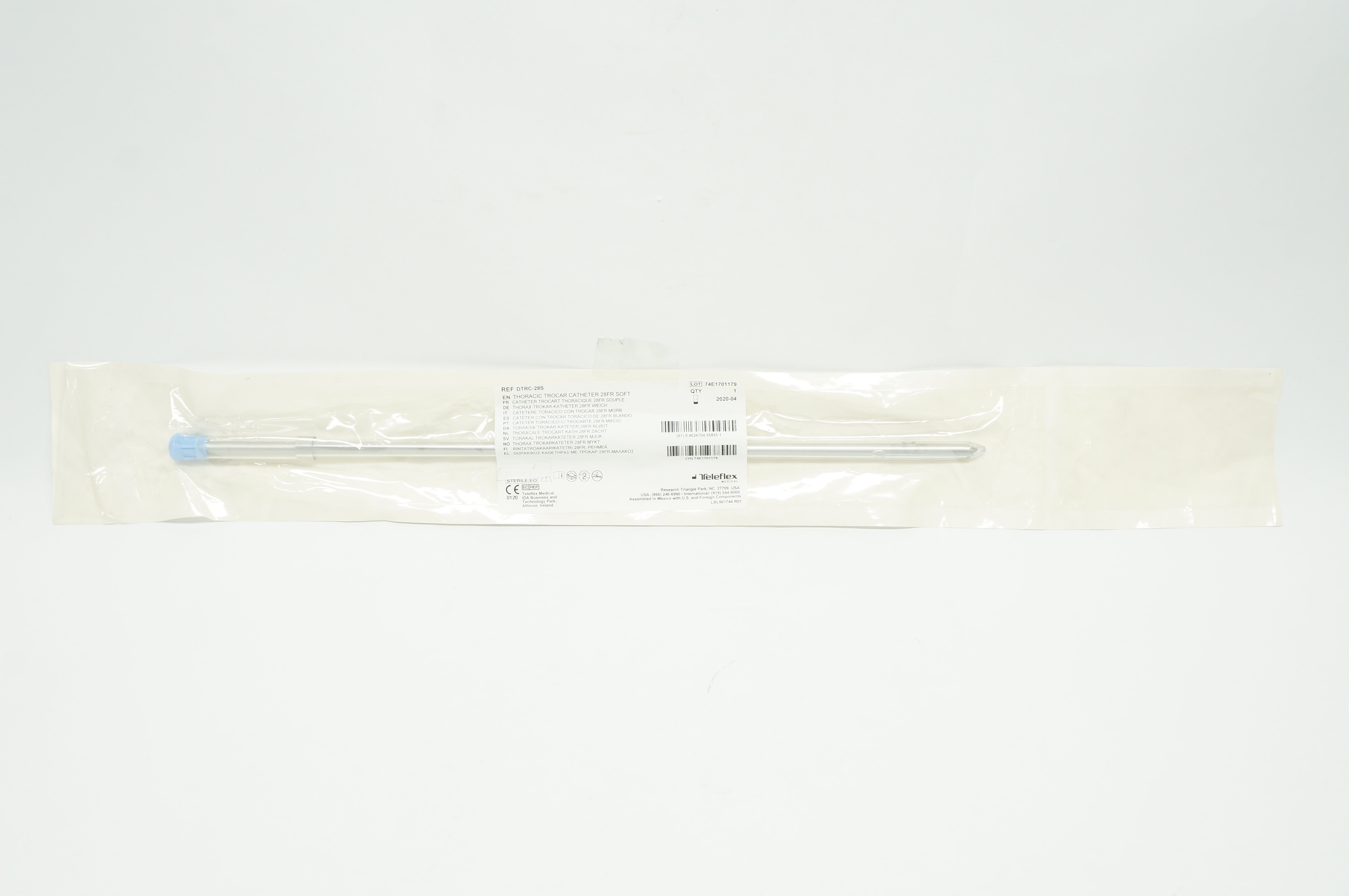 Teleflex Medical DTRC-28S Thoracic Trocar Cath. Soft, 28Fr. (x)