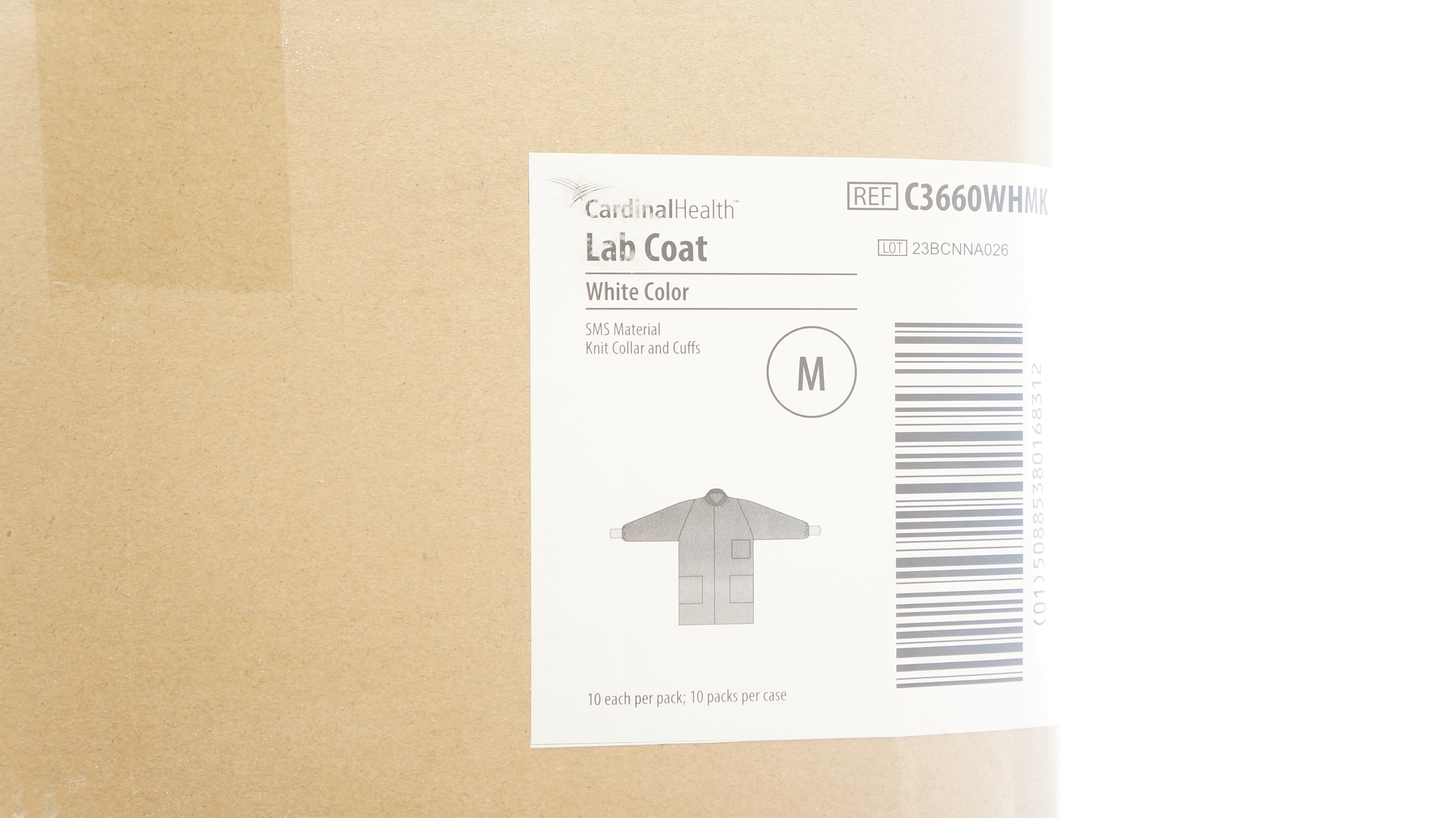 Cardinal Health C3660WHMK Lab Coa, White. Size M - Box of 100