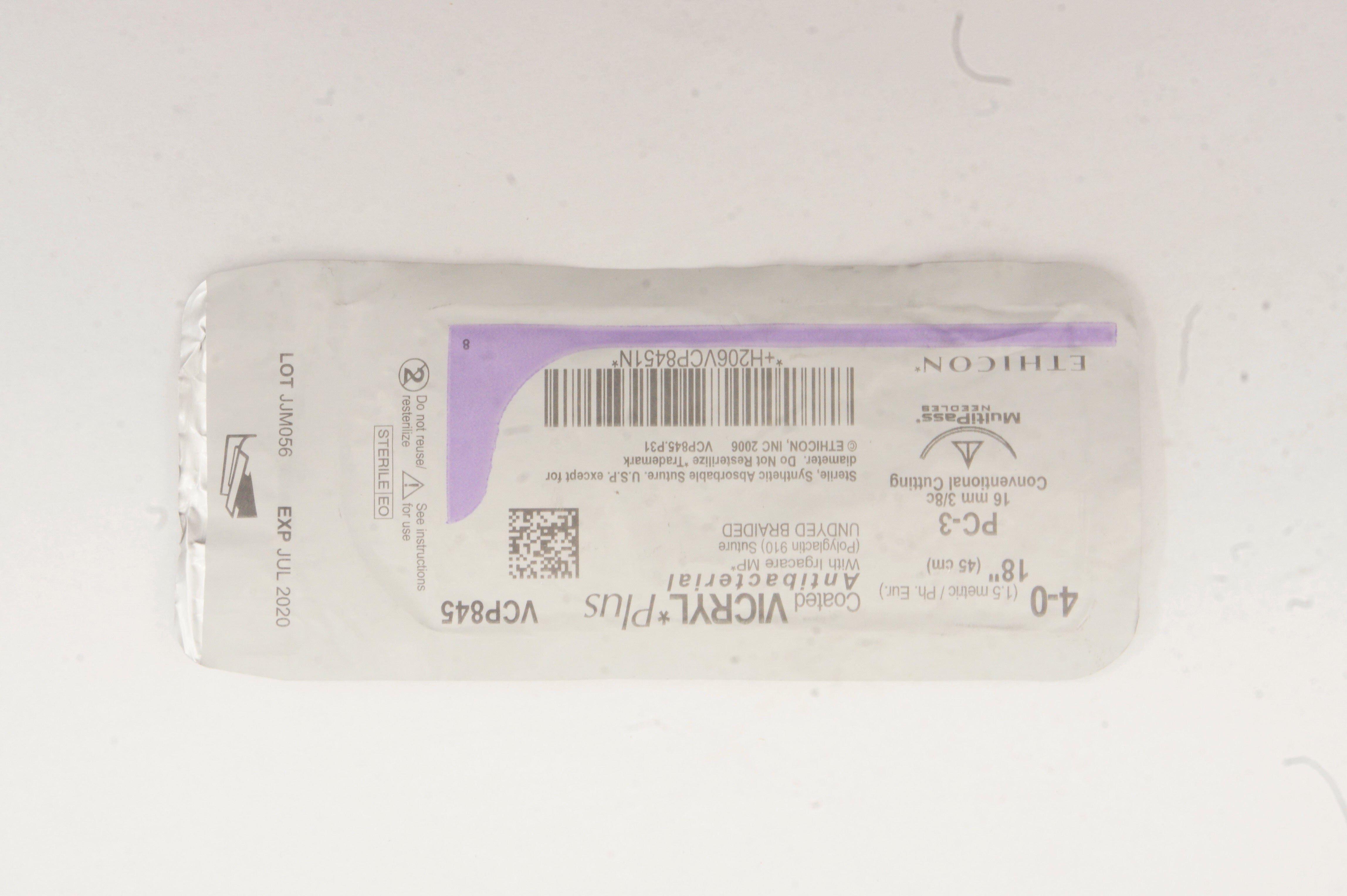 Ethicon VCP845 4-0 Vicryl PC-3 Antibacterial Stre. 18inch (x)