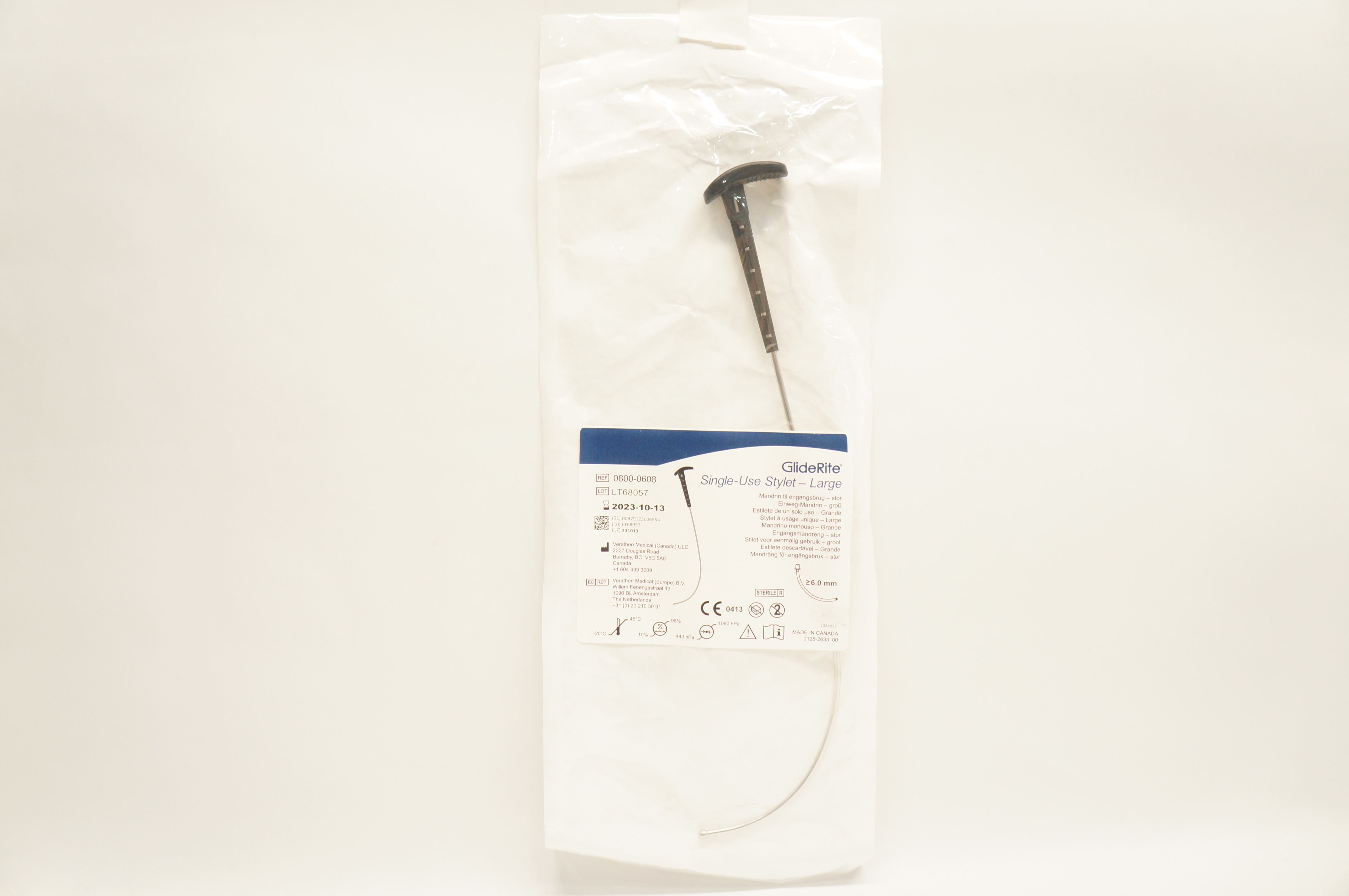 Verathon Medical 0800-0608 GlideRite Single Use Stylet Large