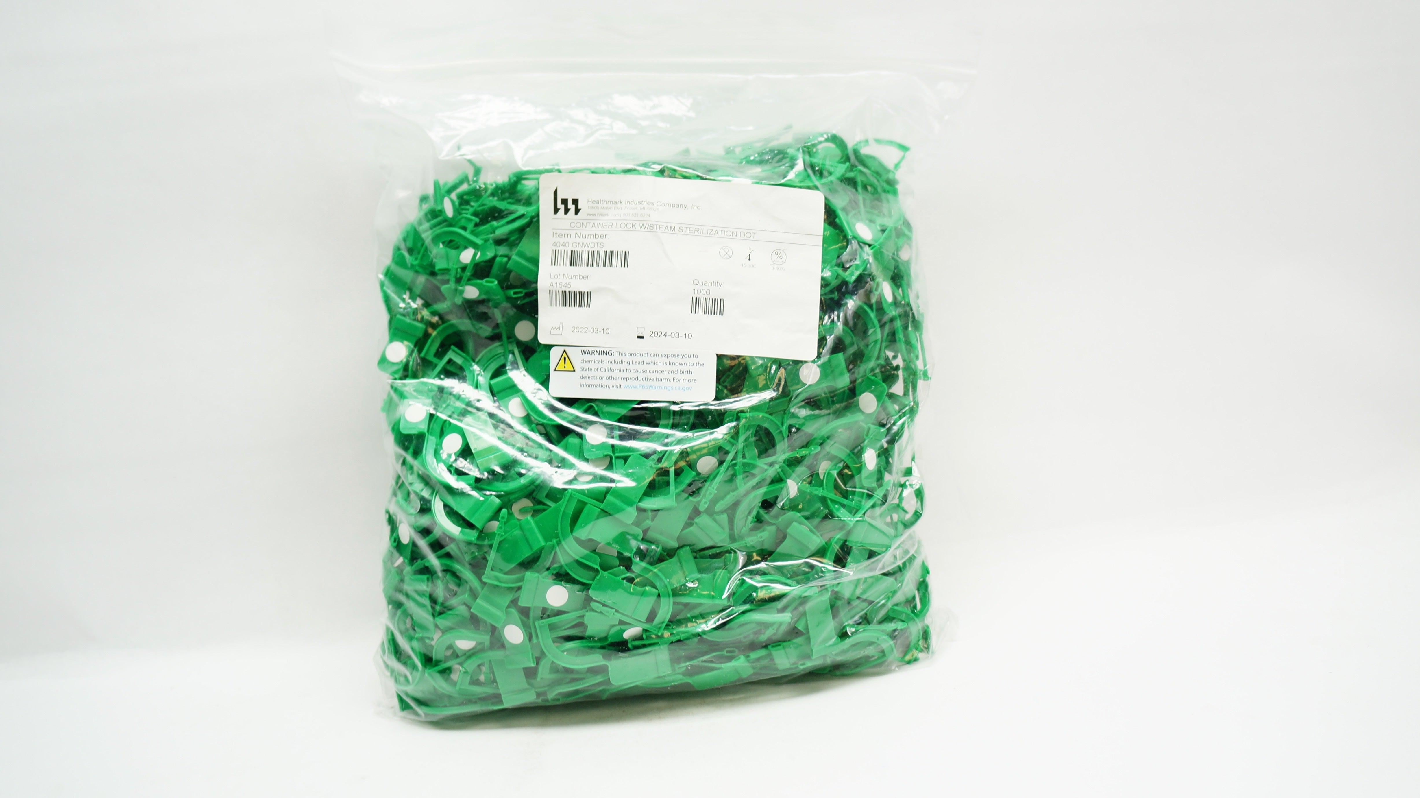 Healthmark 4040 GNWDTS Container Lock w/Steam Sterilization Dot - Box of 1000