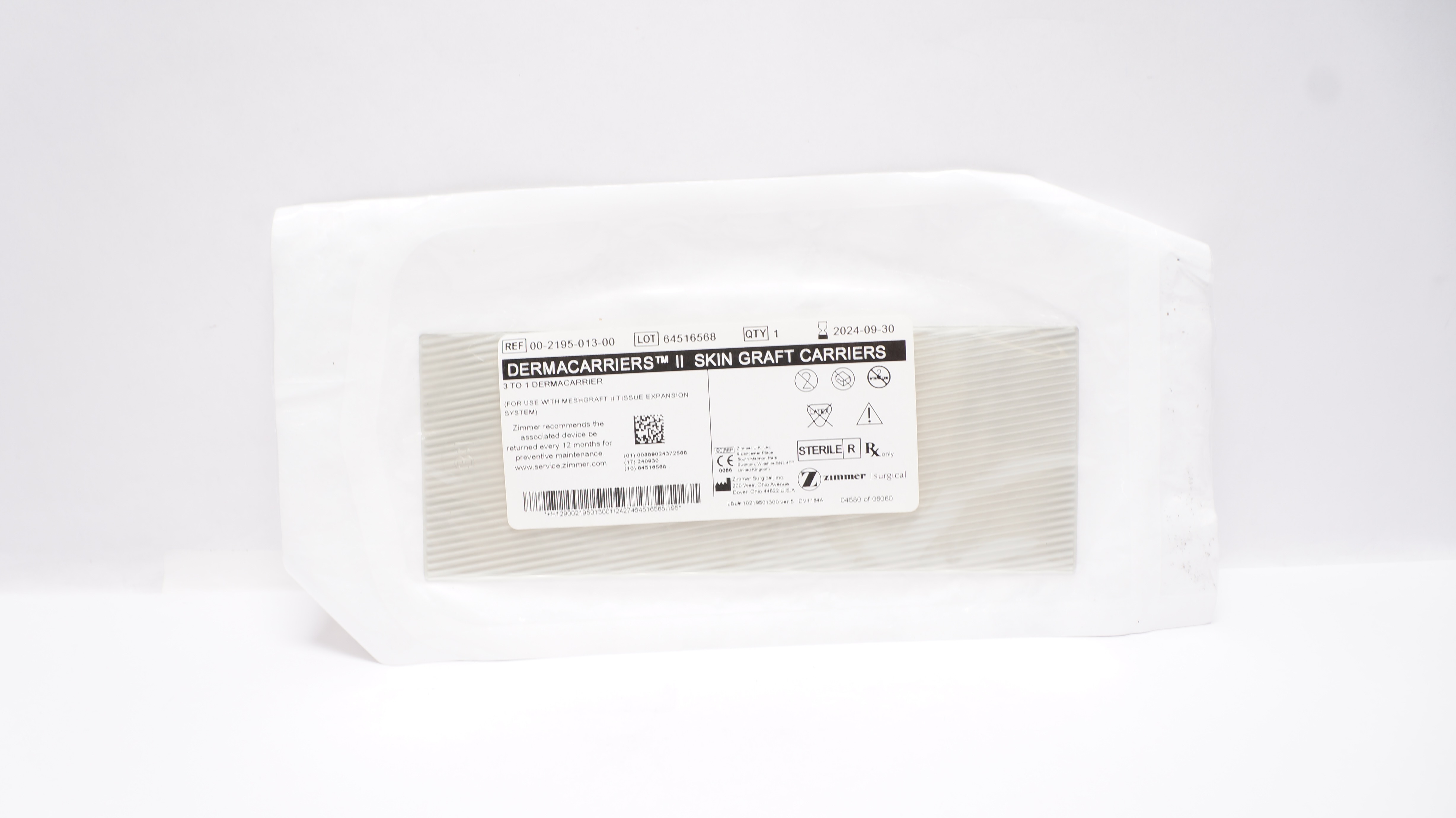 Zimmer 00-2195-013-00 Dermacarriers II Skin Graft Carriers 3 to 1 Dermacarrier