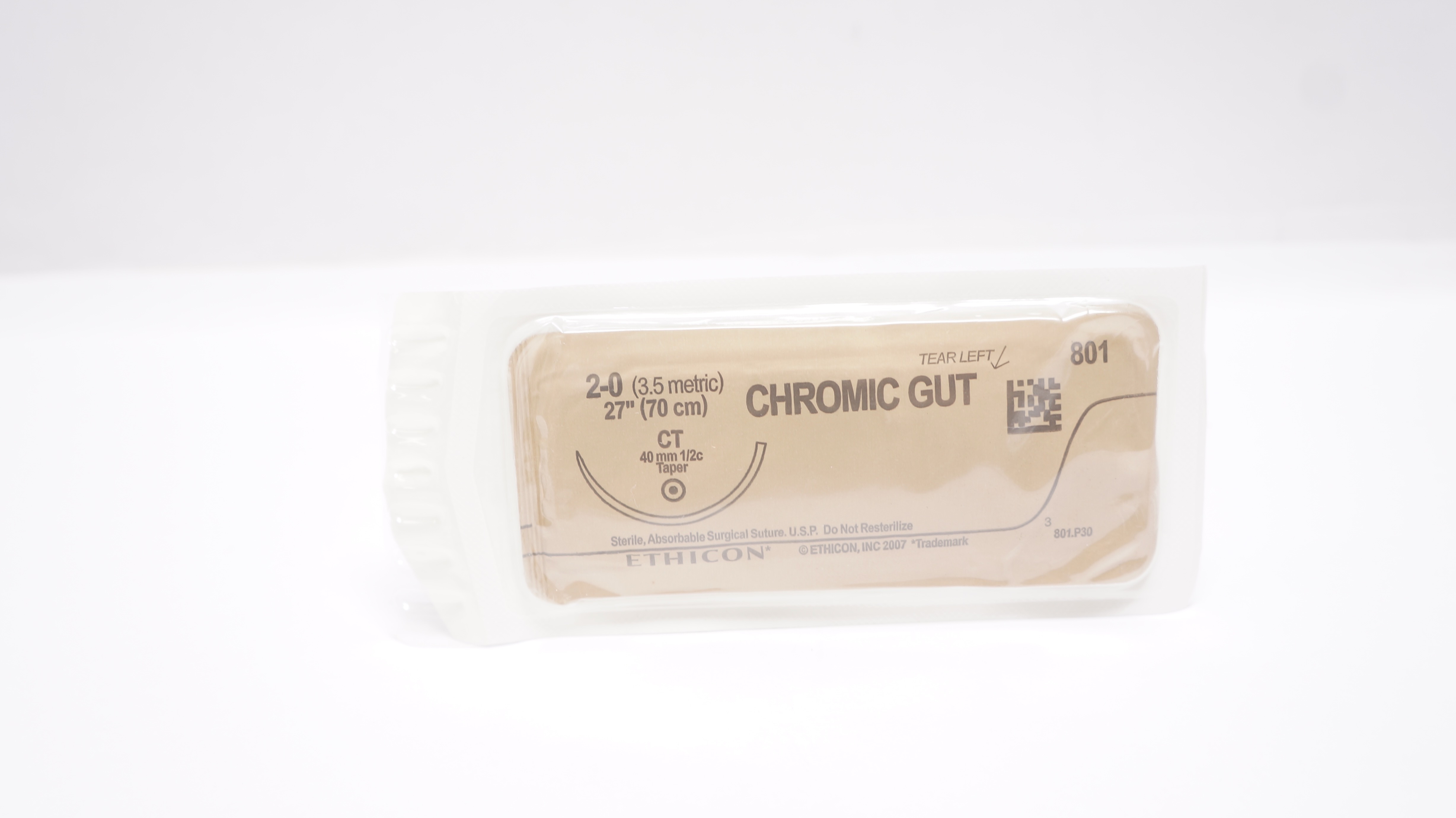 Ethicon 801 2-0 Chromic Gut, CT,  40mm 1/2c Taper, 27inch (x)