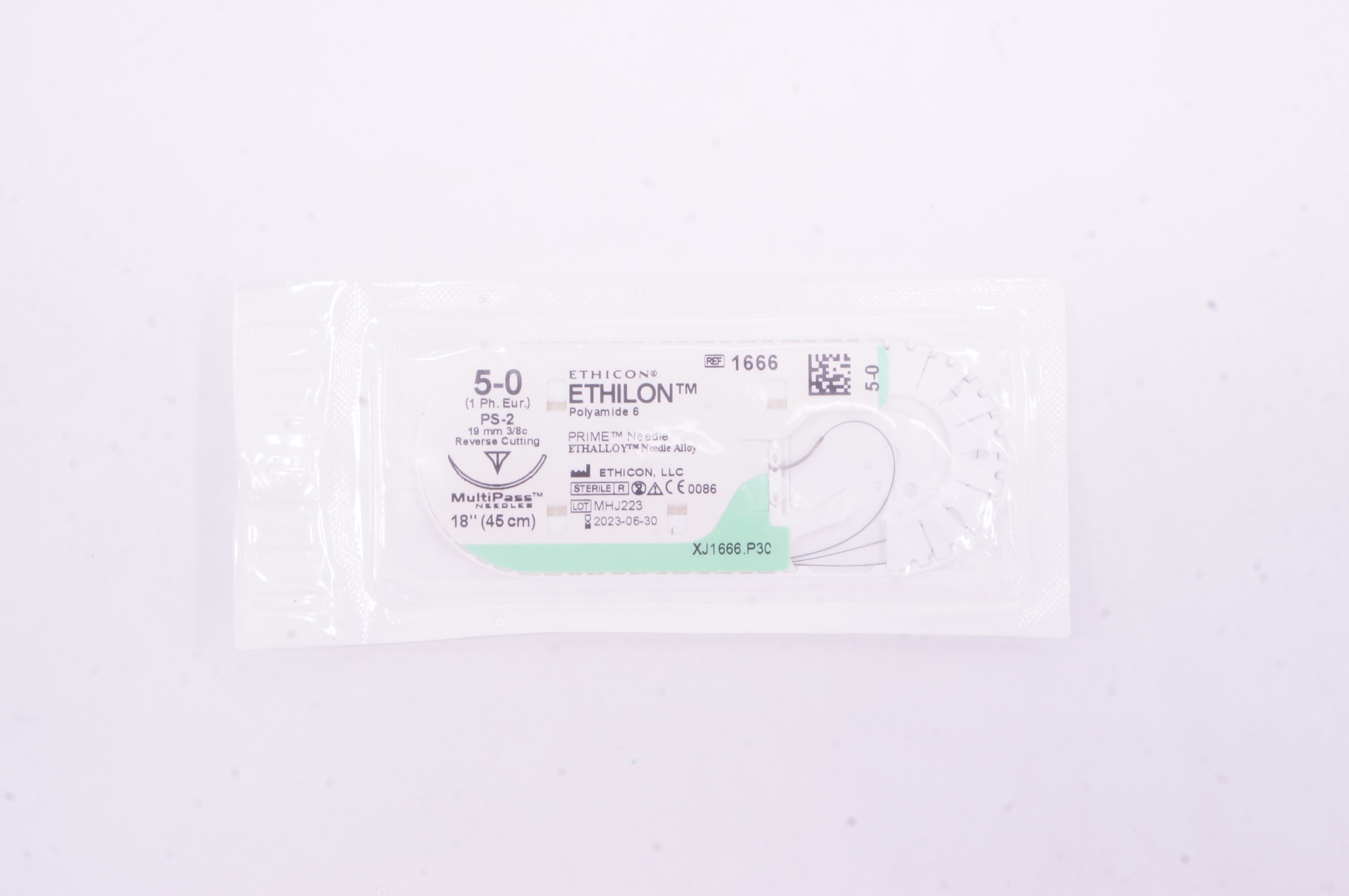 Ethicon 1666 5-0 Ethilon Polyamide 6 Stre PS-2 19mm 3/8c Reverse Cutting 18inch