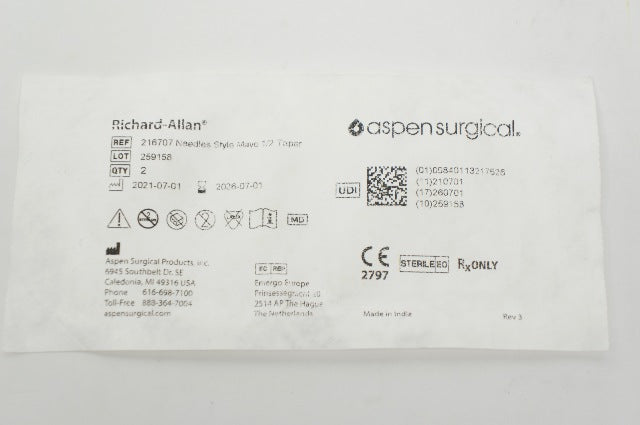 Aspen Surgical 216707 Richard-Allan Ndles Style Mayo 1/2 Taper - Pack of 2
