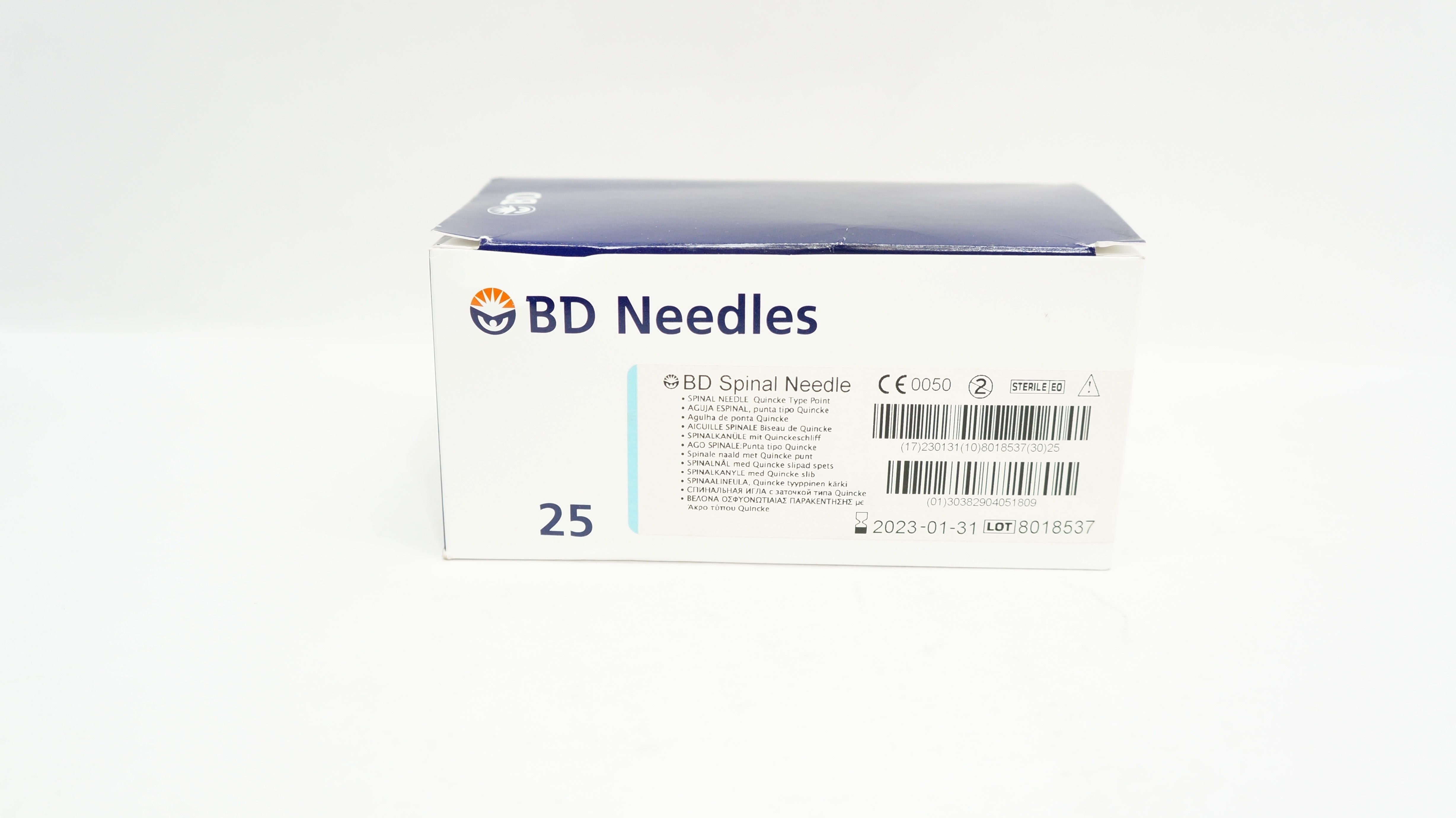 BD 405180 Spinal Ndle Quincke Type Point 25G x 3.50inch - Box of 25