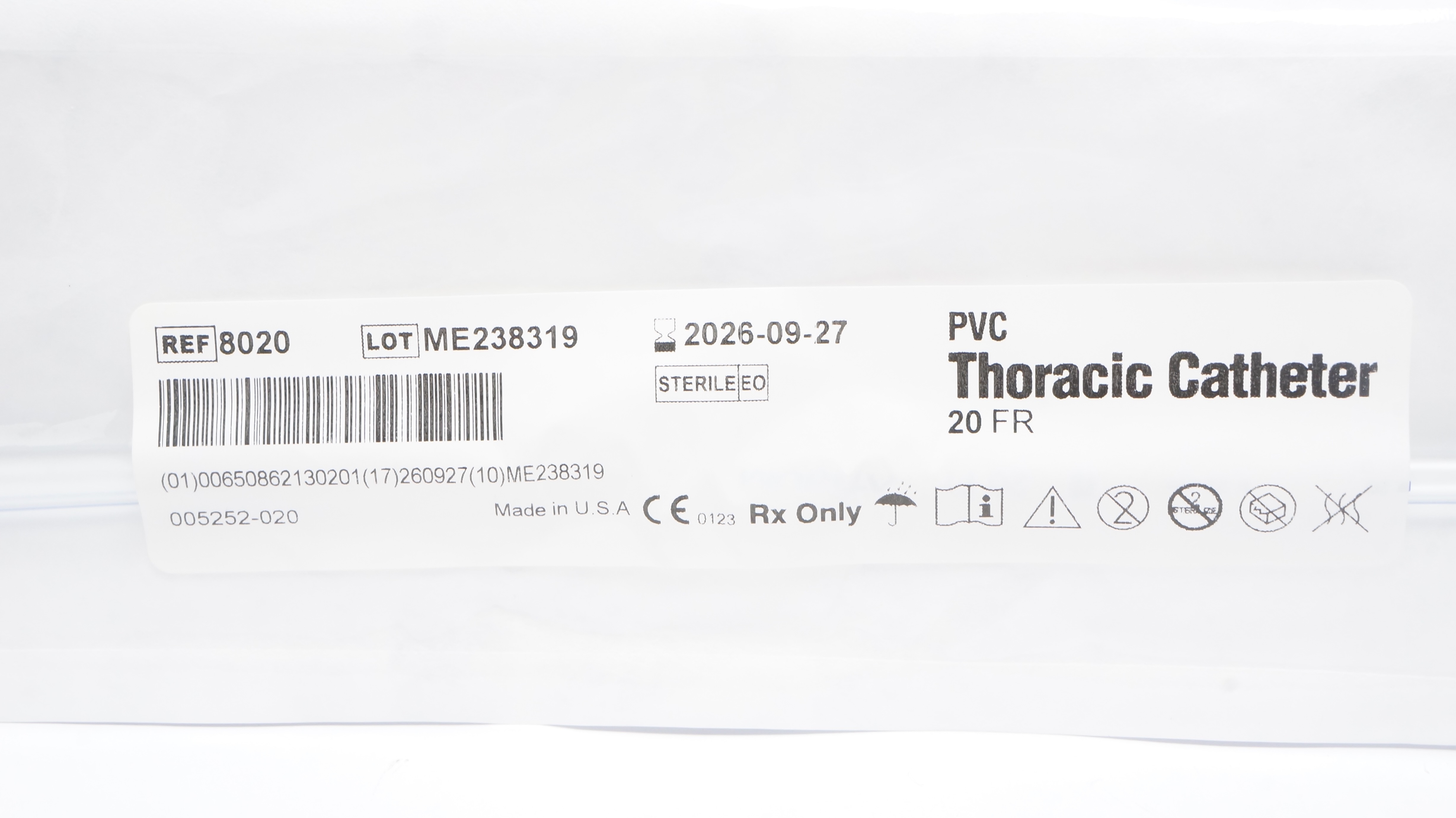 Atrium 8020 PVC Thoracic Cath. 20FR.